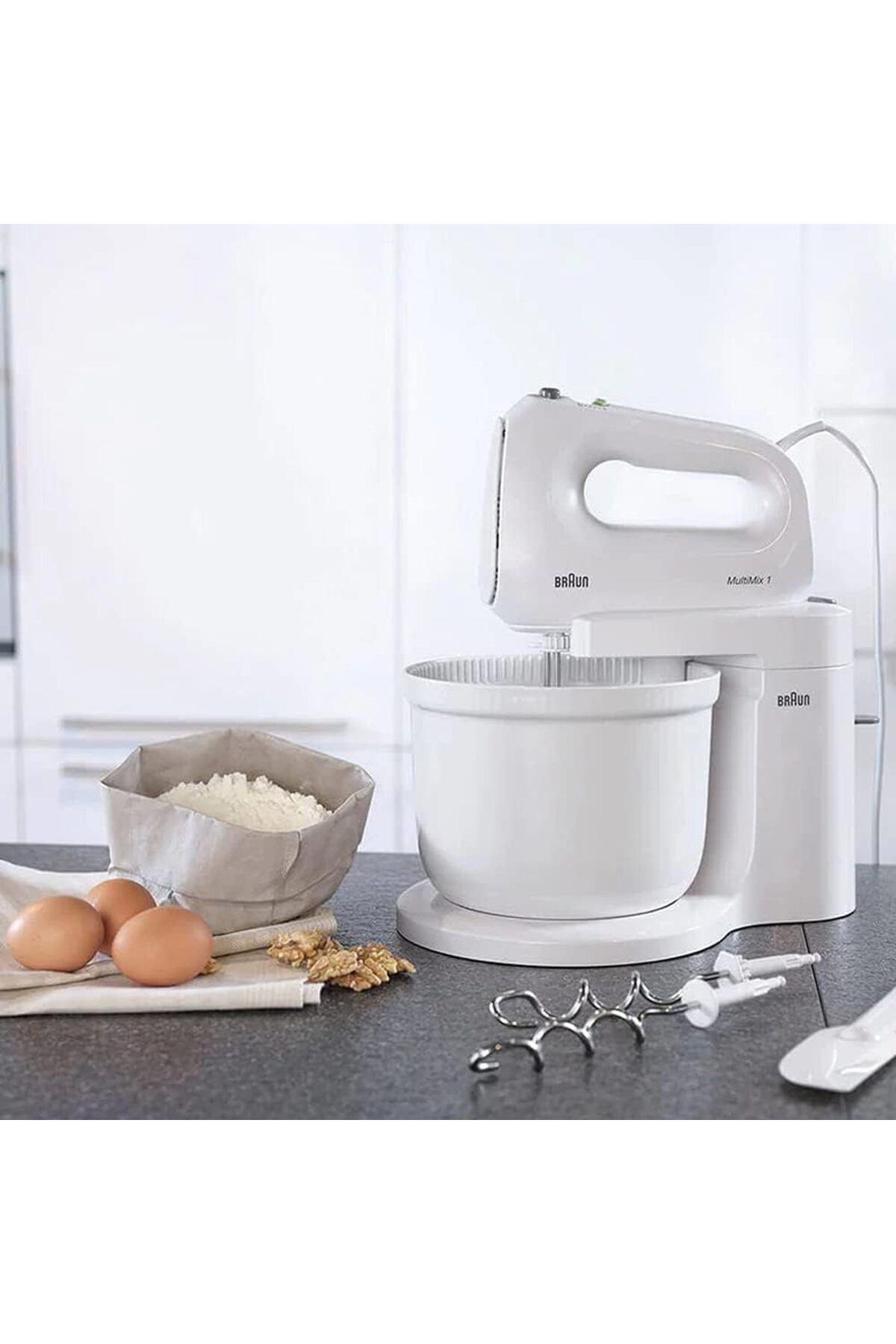 Braun-Hand Mixer 2 in 1 Hand & Stand MultiMix, 450W, 4.3L Bowl, 4 speed + turbo, Silent mode -HM1070 5