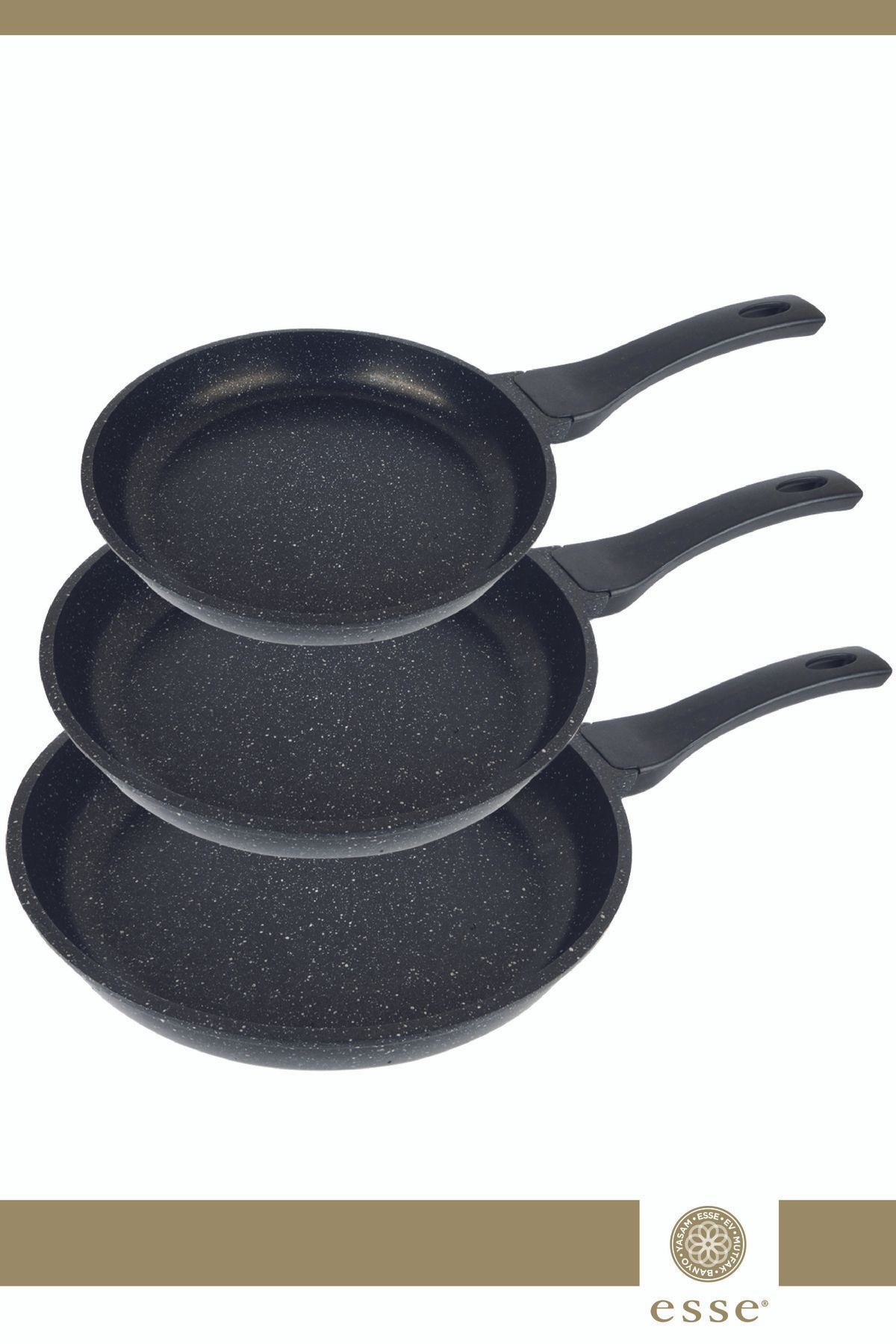 RIOVARM Inductie braadpannenset met antiaanbaklaag pannenset 20 cm 24 cm 28 cm graniet omelet pan zonder PFOA marmer kookgerei set met hittebestendig handvat geschikt voor verschillende warmtebronnen