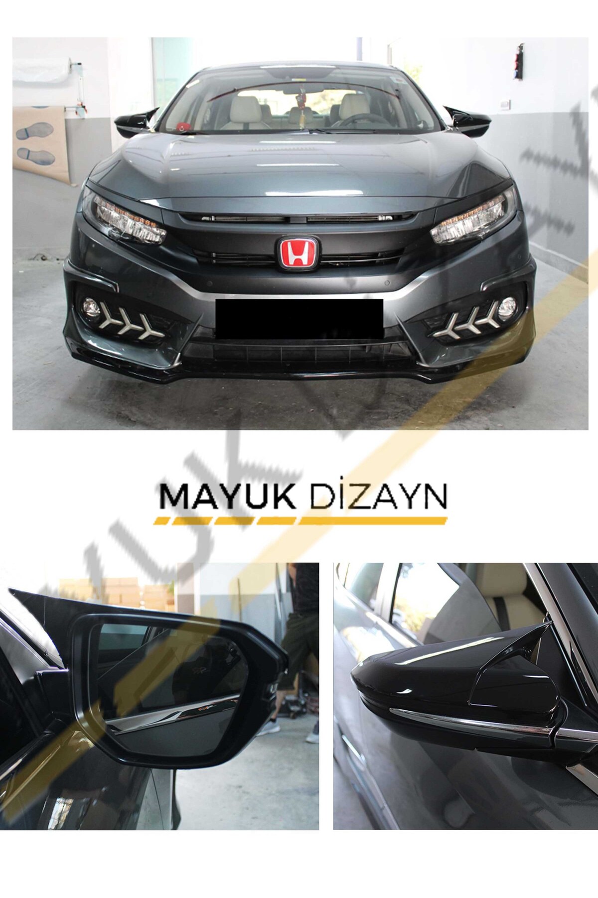 Mayuk Dizayn HONDA Civic FC5 2016-2021 Batman Yarasa Ayna Kapağı --MAYUK DİZAYN--