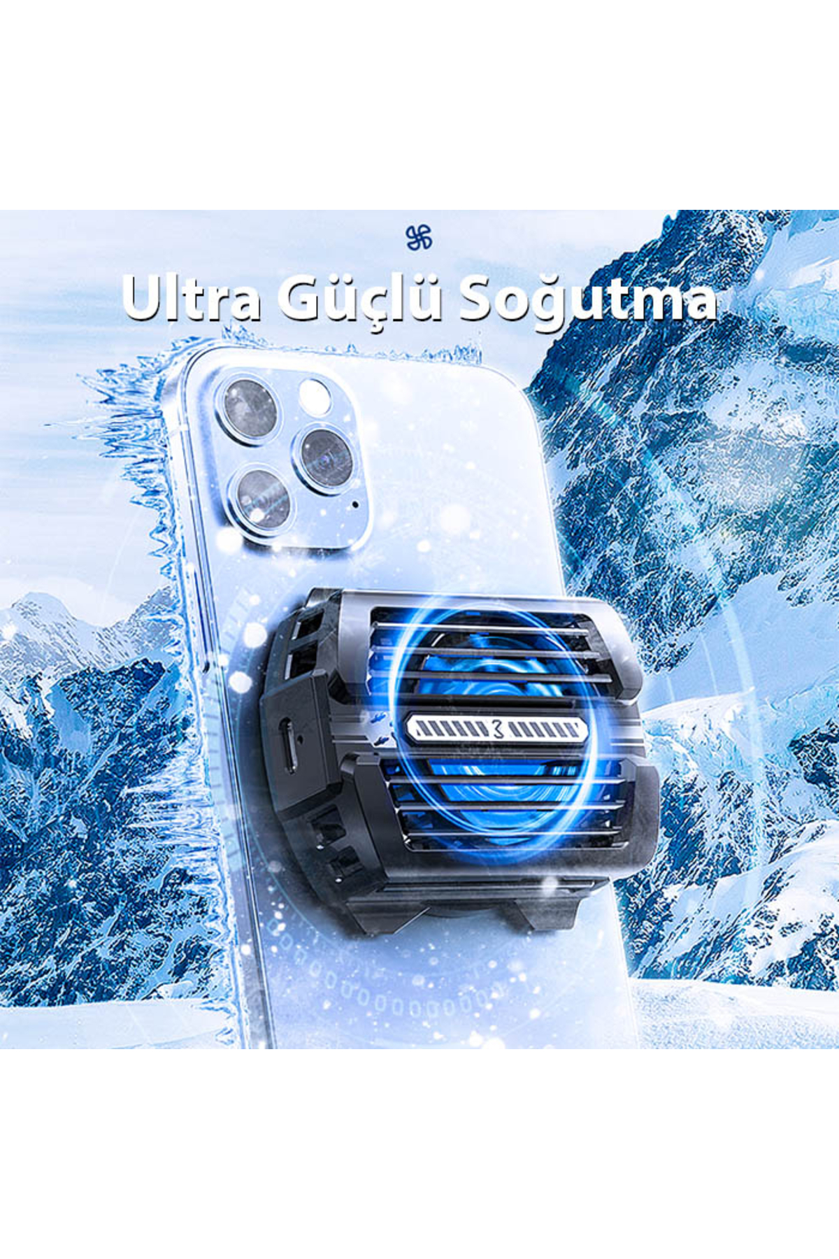 CX12 Powerbank Girişli Manyetik Cep Telefon Soğutma Fanı Radyatör Soğutucu SİYAH 3
