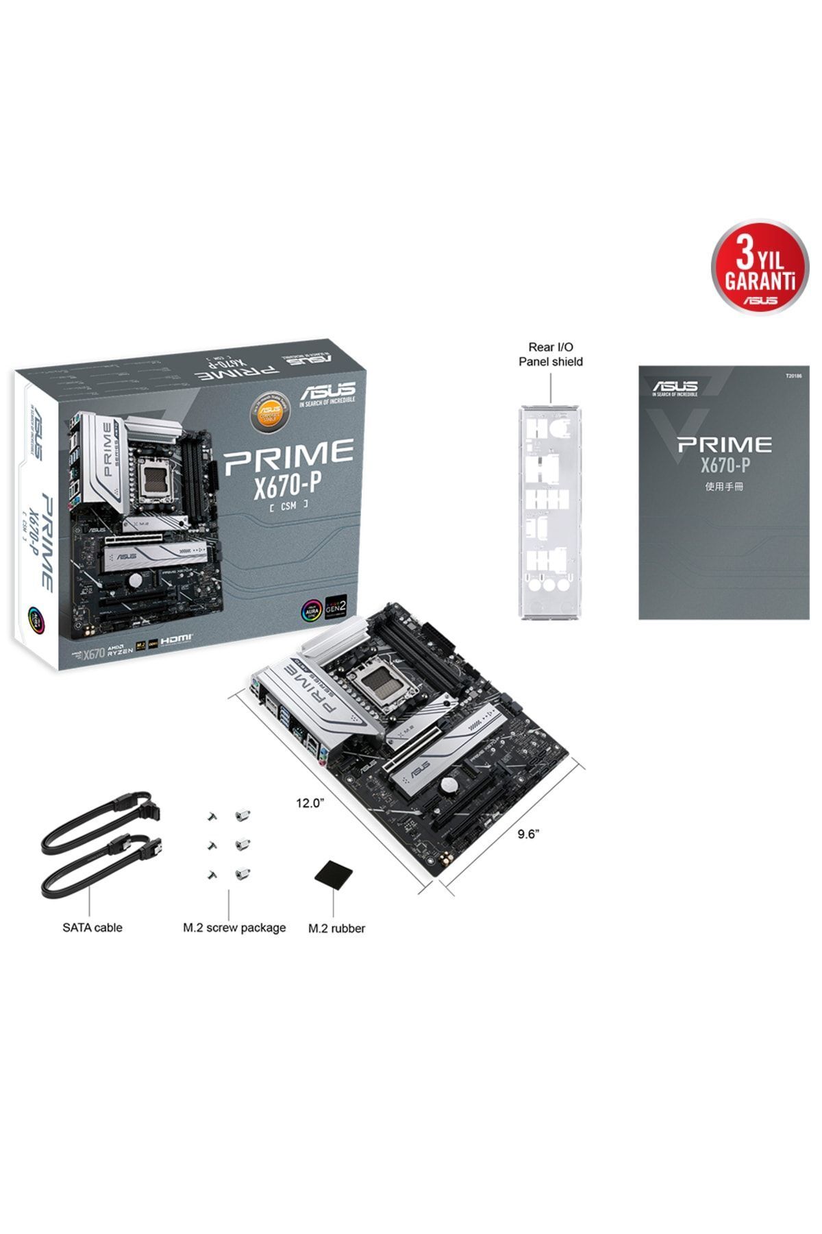 ASUS-Prime X670-p-csm Amd X670 Am5 DDR5 6400 Dp HDMI 3x M2 Usb3.2 Aura RGB 2.5gbit Lan Atx 5x P 7