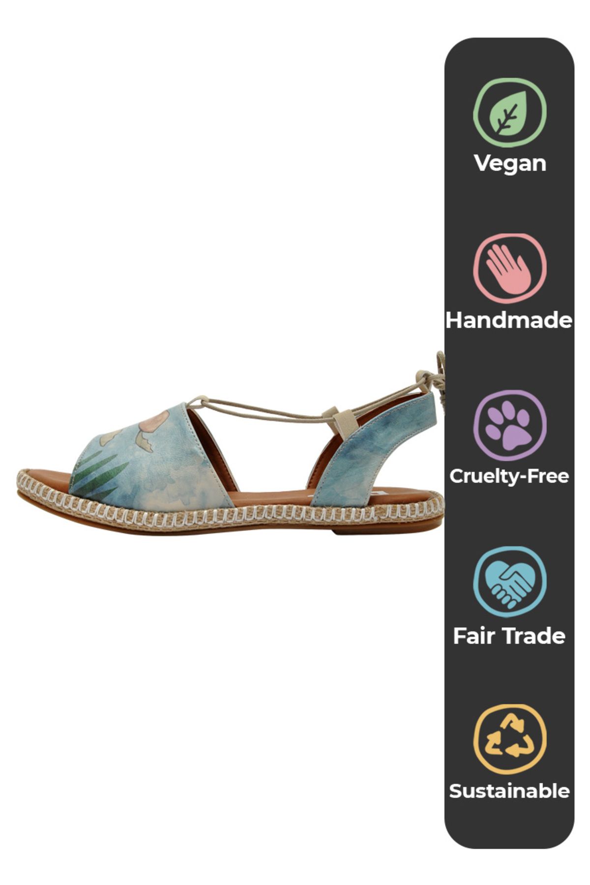 Dogo-Women's Vegan Leather Blue Lace-up Sandals - Caretta-hey Dude Design 7