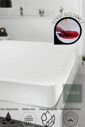 Senpai Terry Fitted Pamuklu %100 Sıvı Geçirmez Yatak Koruyucu Full kenar Alez...