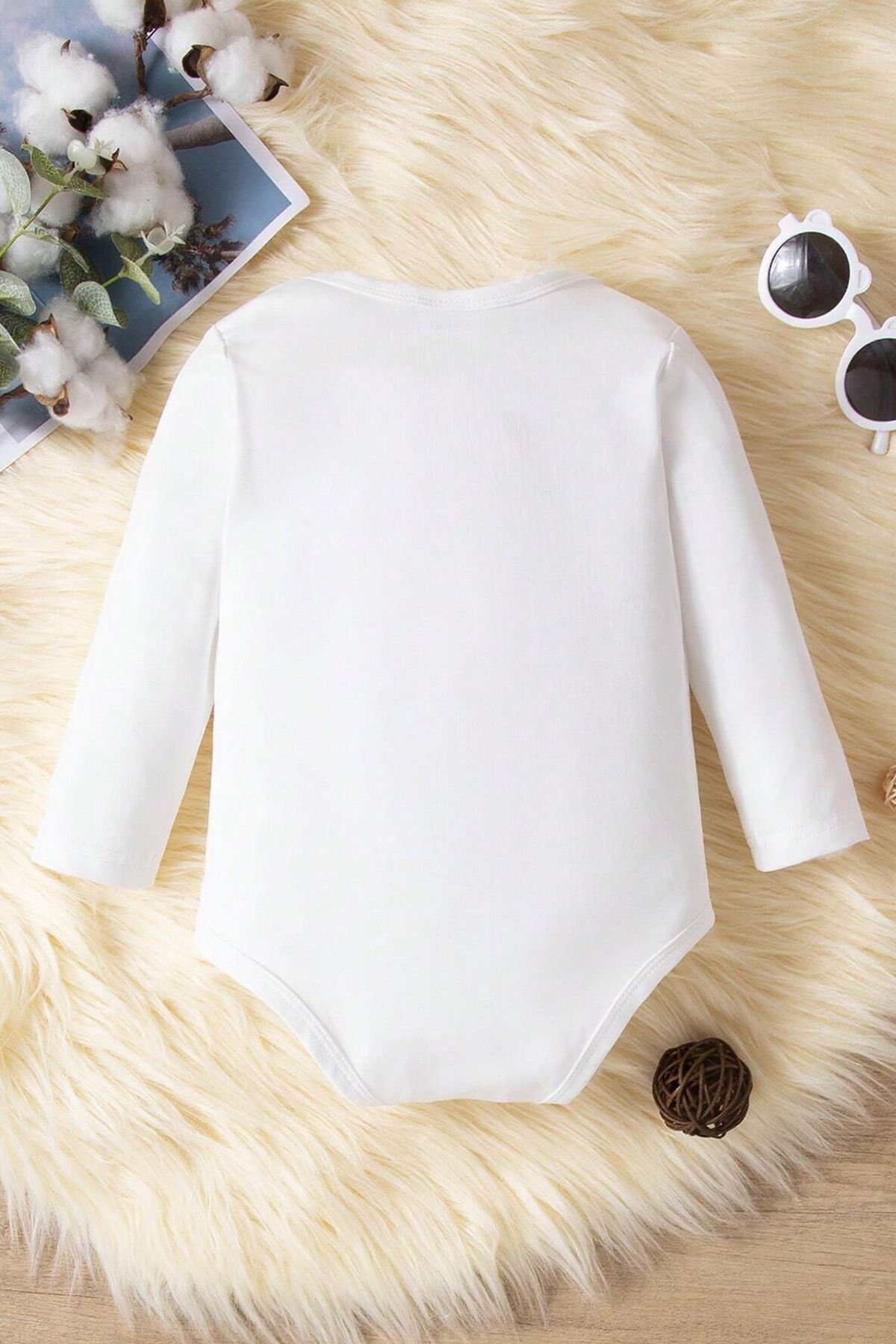 بادی نوزادی پسرانه – دخترانه سفید bebetospik | ZBN-UZUN-BEYAZ اورجینال - تصویر 2