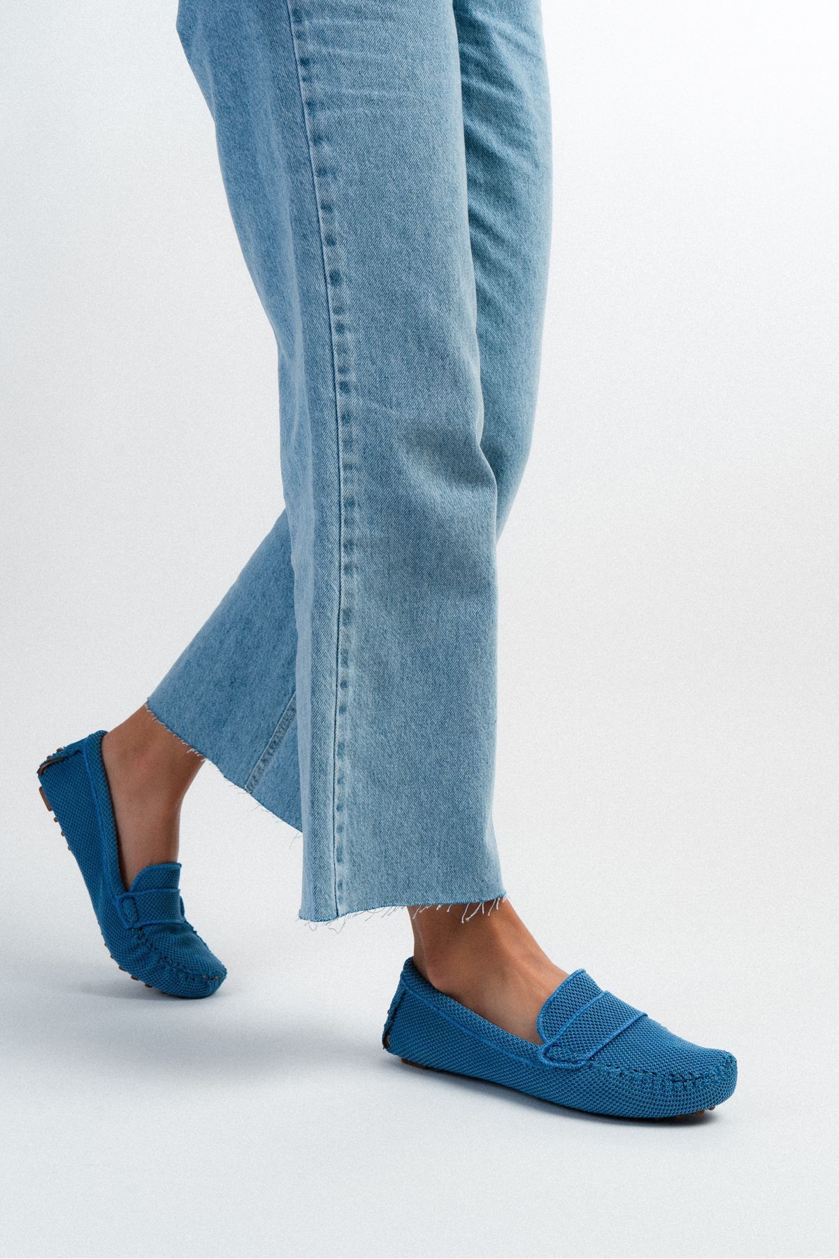 NİŞANTAŞI SHOES-Astoria Blue Knitwear – Leder-Innenseite, Damen-Ballerinas mit flacher Sohle 4