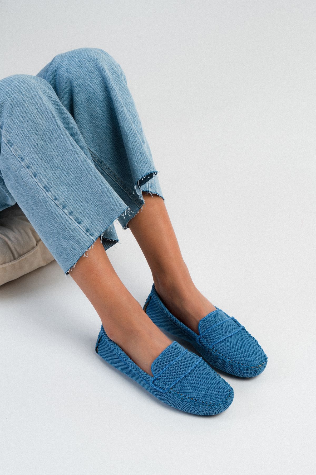 NİŞANTAŞI SHOES-Astoria Blue Knitwear – Leder-Innenseite, Damen-Ballerinas mit flacher Sohle 5