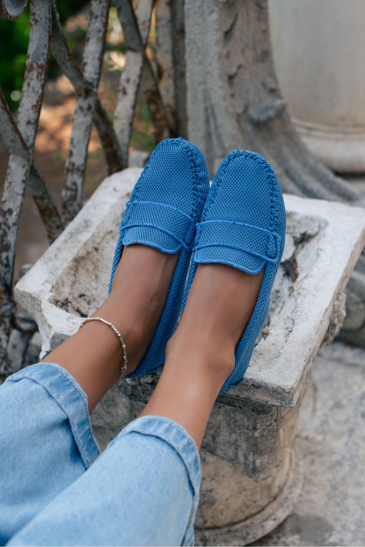 NİŞANTAŞI SHOES-Astoria Blue Knitwear – Leder-Innenseite, Damen-Ballerinas mit flacher Sohle 2