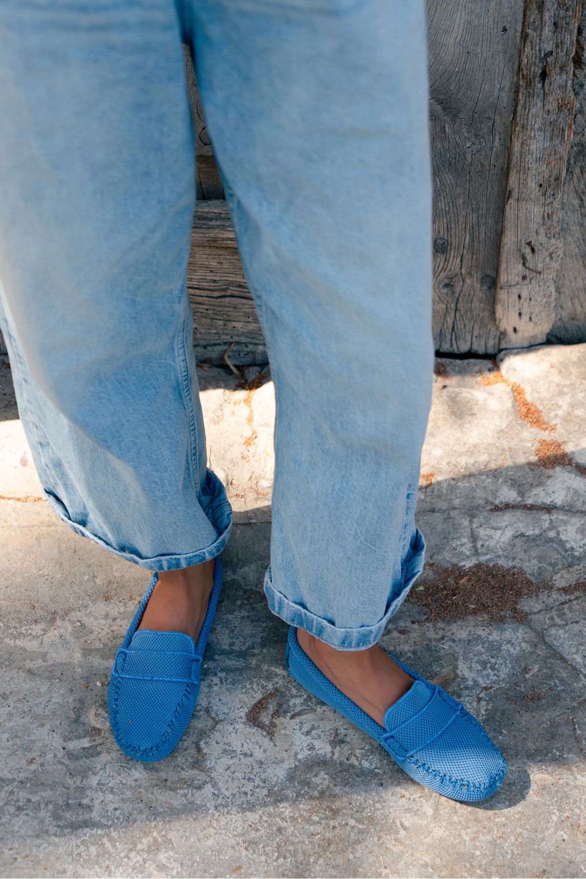 NİŞANTAŞI SHOES Astoria Blue Knitwear - Baleriny Damskie Ze Skórzanym Wnętrzem I Płaską Podeszwą Kobieta - 38