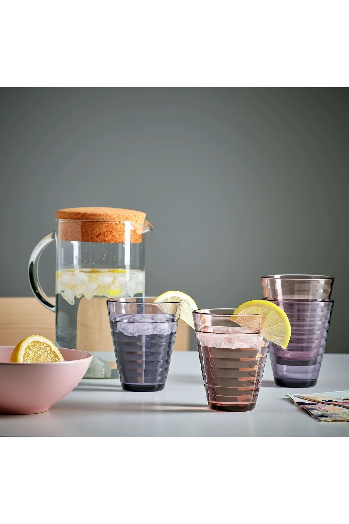 IKEA-4 Pieces Mixed Color Glass Cup Set Purple Lilac 340 ml 3