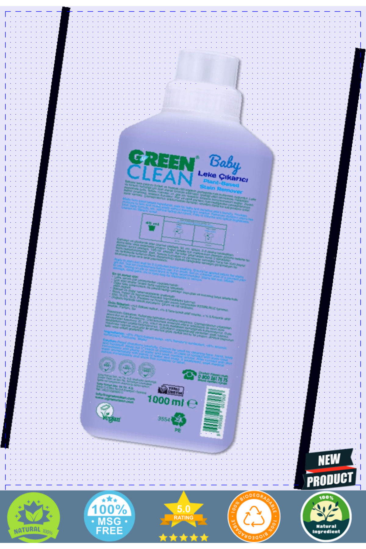 OMZ Green Clean Baby Bitkisel Leke Çıkarıcı 1000ml 1 Gram Kız Erkek Çocuk Oyuncakları Eğitici Oyuncaklar
