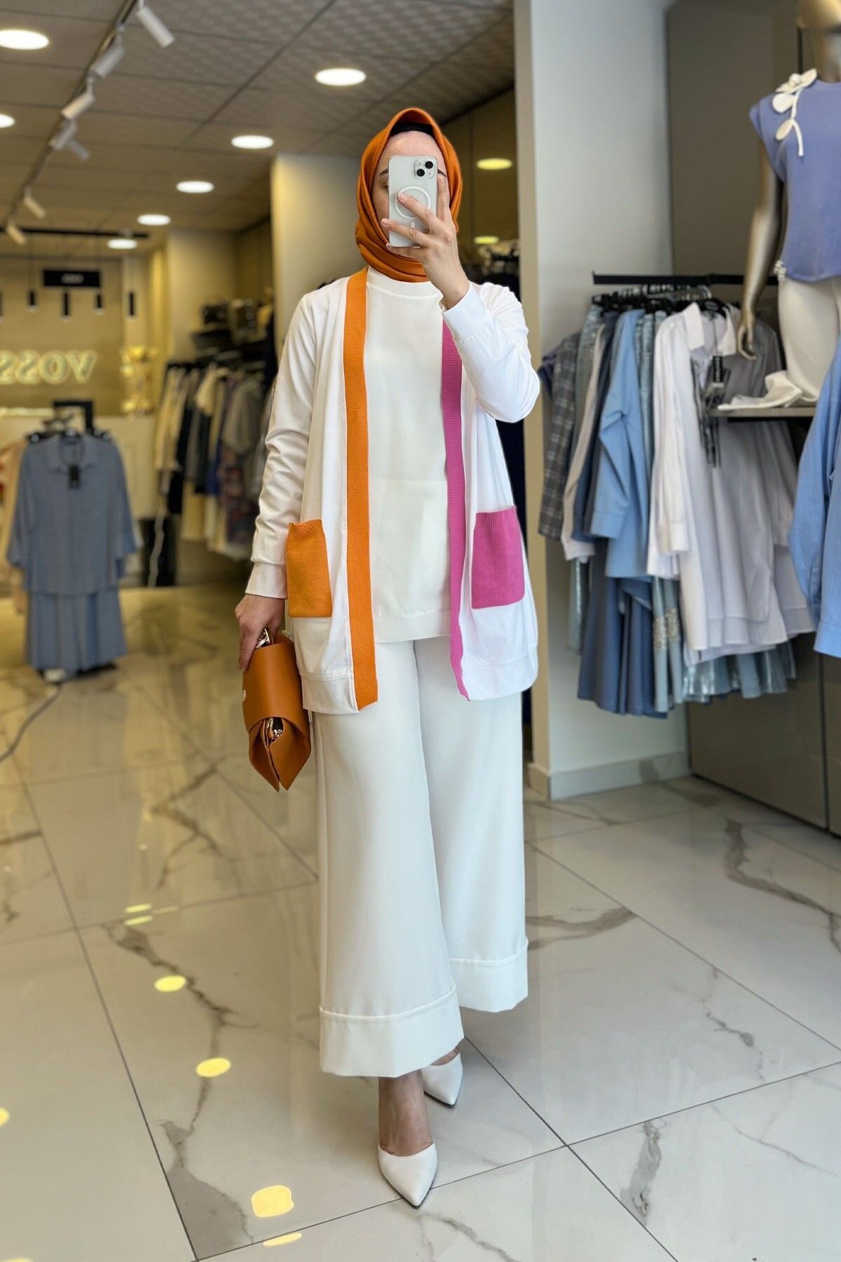 ژاکت جلو باز زنانه لباس در مورد مد روز ECRU RIBANALI CARDIGAN اورجینال Vosse