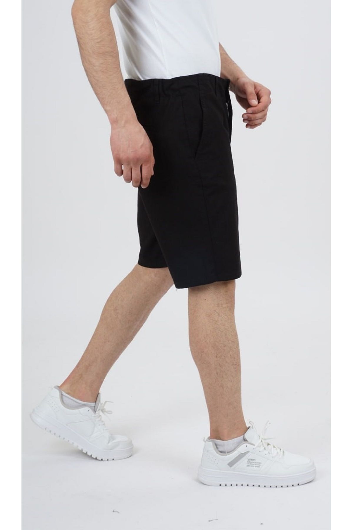 DYNAMO-Black Linen Shorts - Lace-up Inside, Comfortable Fit, Side Pocket 3