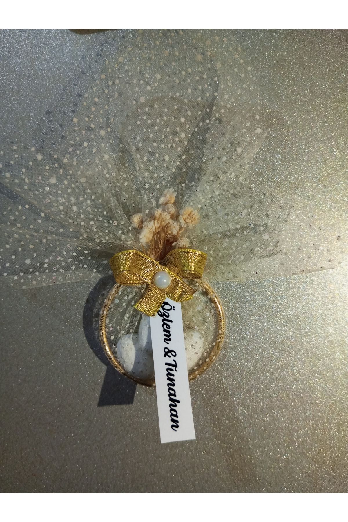 Gold Halkalı Badem Şekerli  Düğün Nişan Nikah Kına Magnet Hediyelik