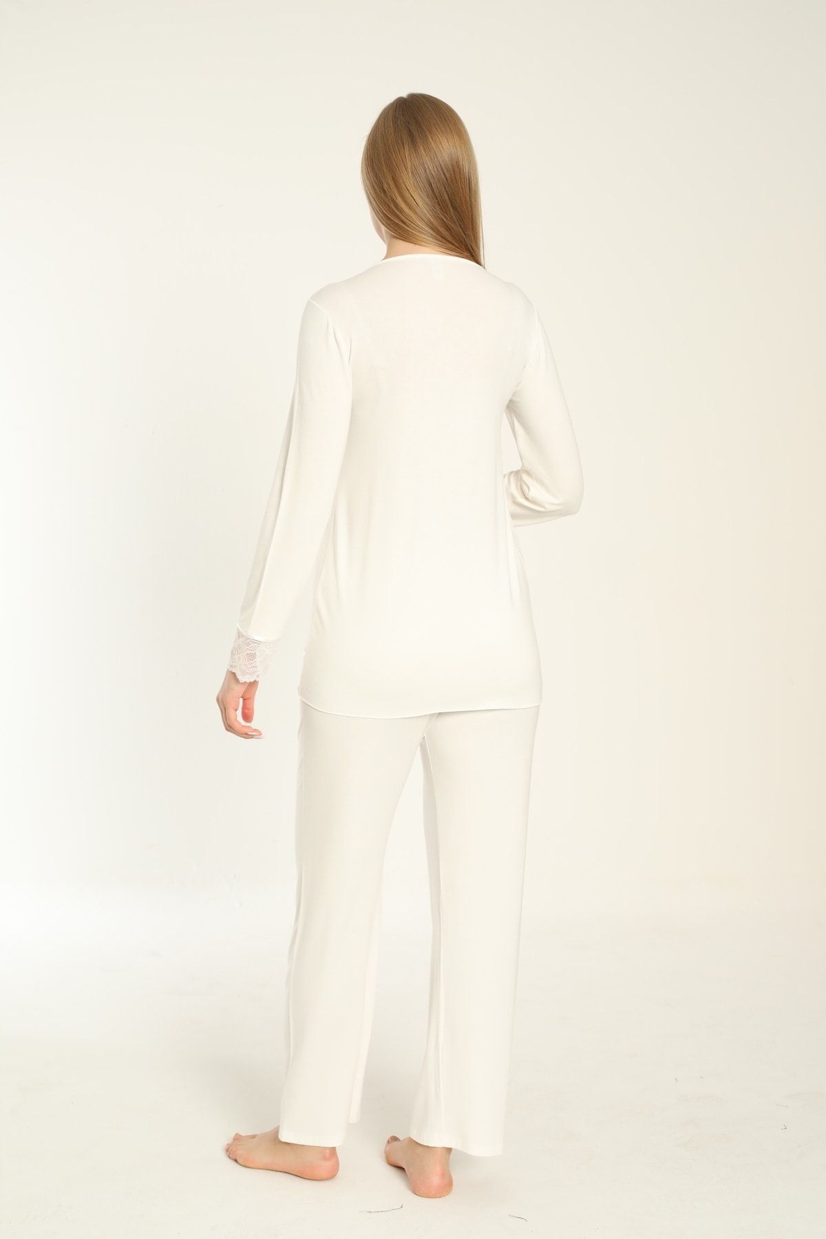 Miss Dünya Lissa Uzun Kol Beyaz Hamile Ve Lohusa Pijama Takımı fotoğrafı 3 (önizleme)