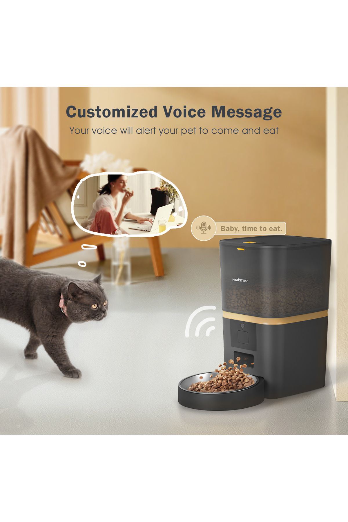 Haustier-Qq003-V2 Smart Cat/Dog Automatic Food Container, App Remote Control, Meal/Portion Planning 3