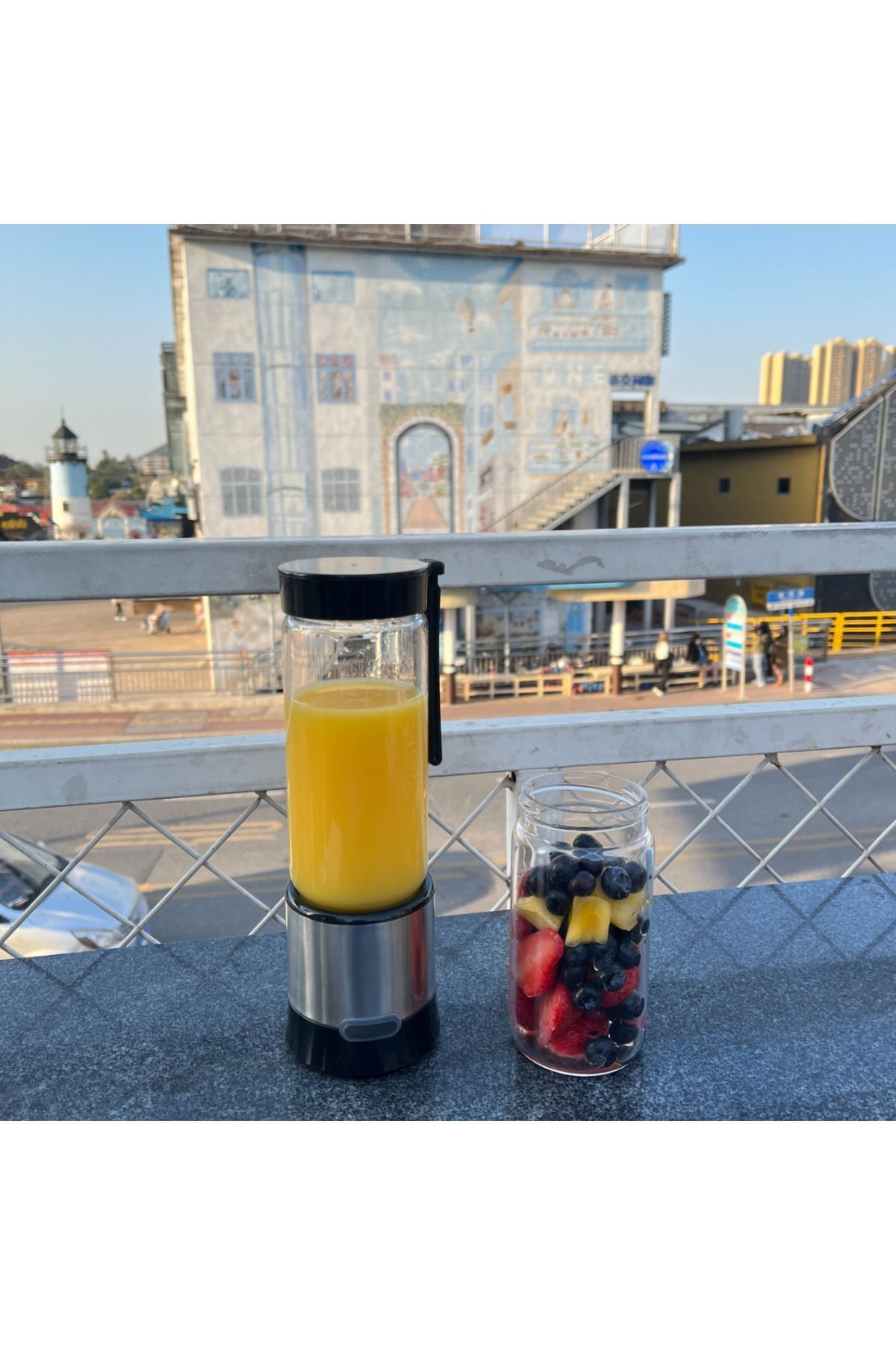 SKYLOONG-450Ml + 380Ml Portable Metal Personal Blender Shaken Smoothies Blender with Sharp Blade Extra Cup 6