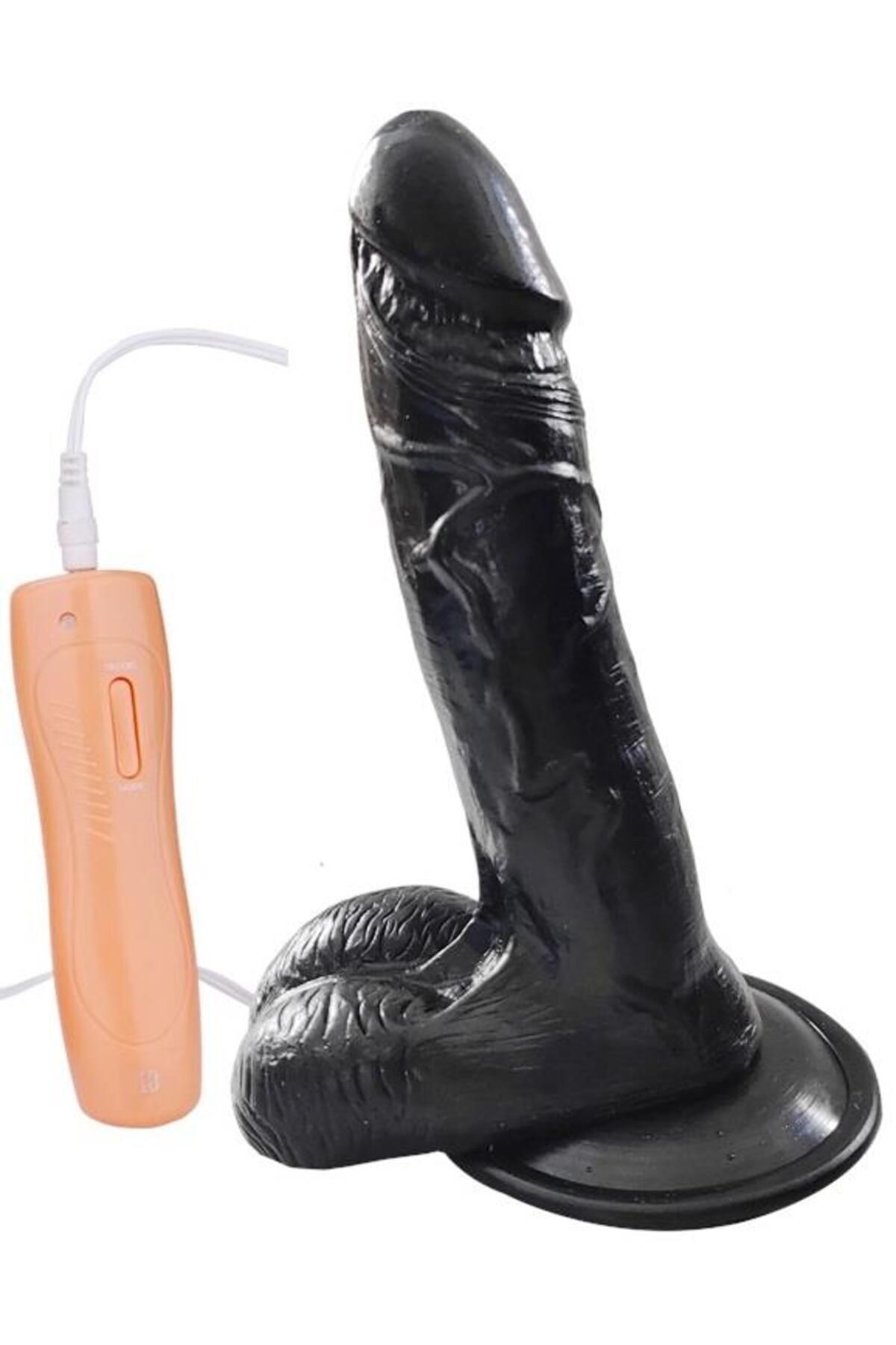 Yumuşak Dokuda Takma Kemerli 10 Mod Titreşim Zenci Dildo 20 Cm Belden Bağlamalı Siyah Penis Vibratör 4