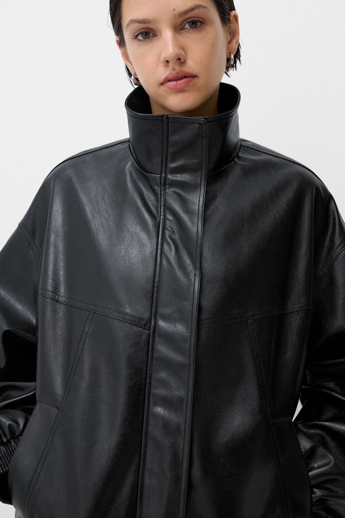Suni deri oversize ceket