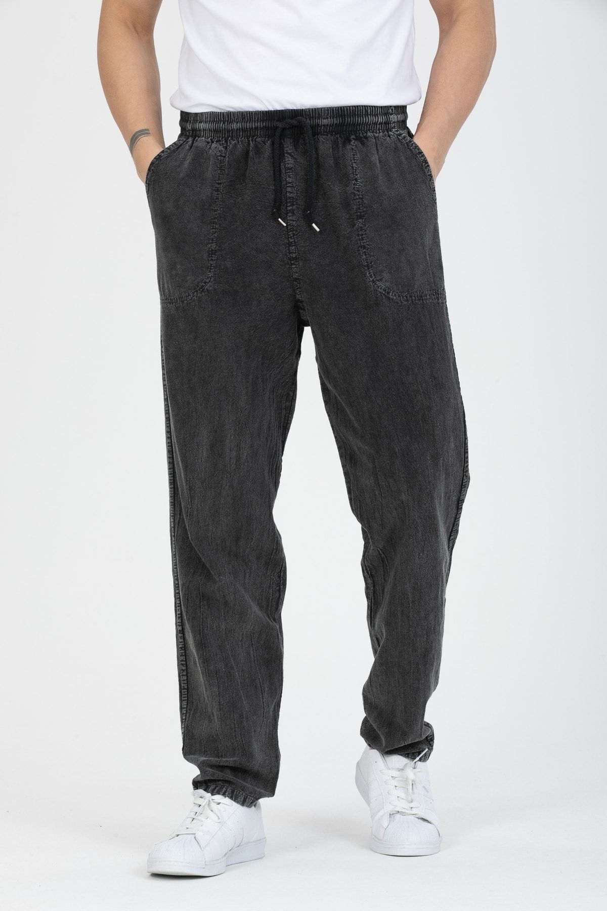 LECH STORE-Pantaloni 100% bumbac pentru bărbați, subțiri, cu talie elastică 4
