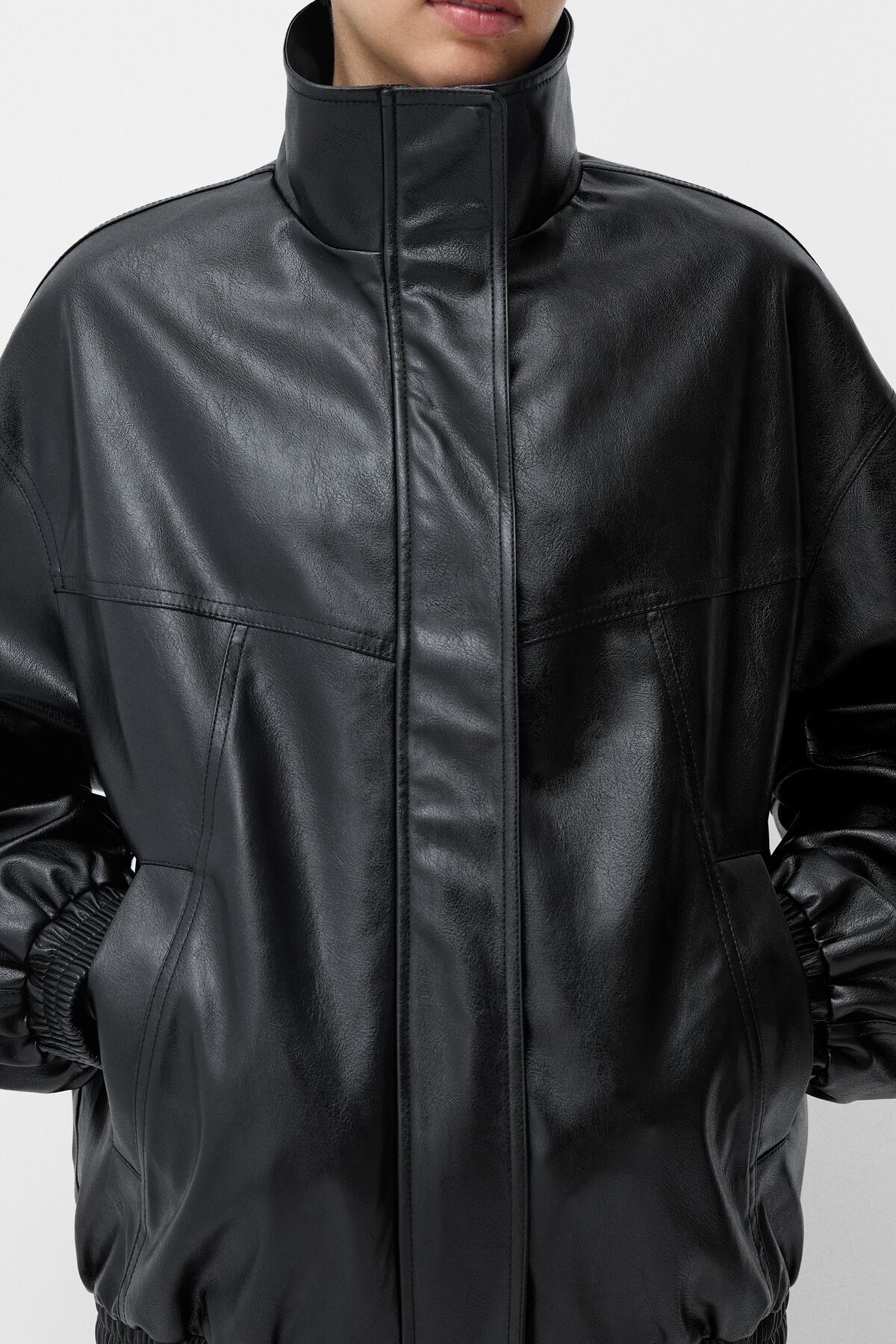 Suni deri oversize ceket