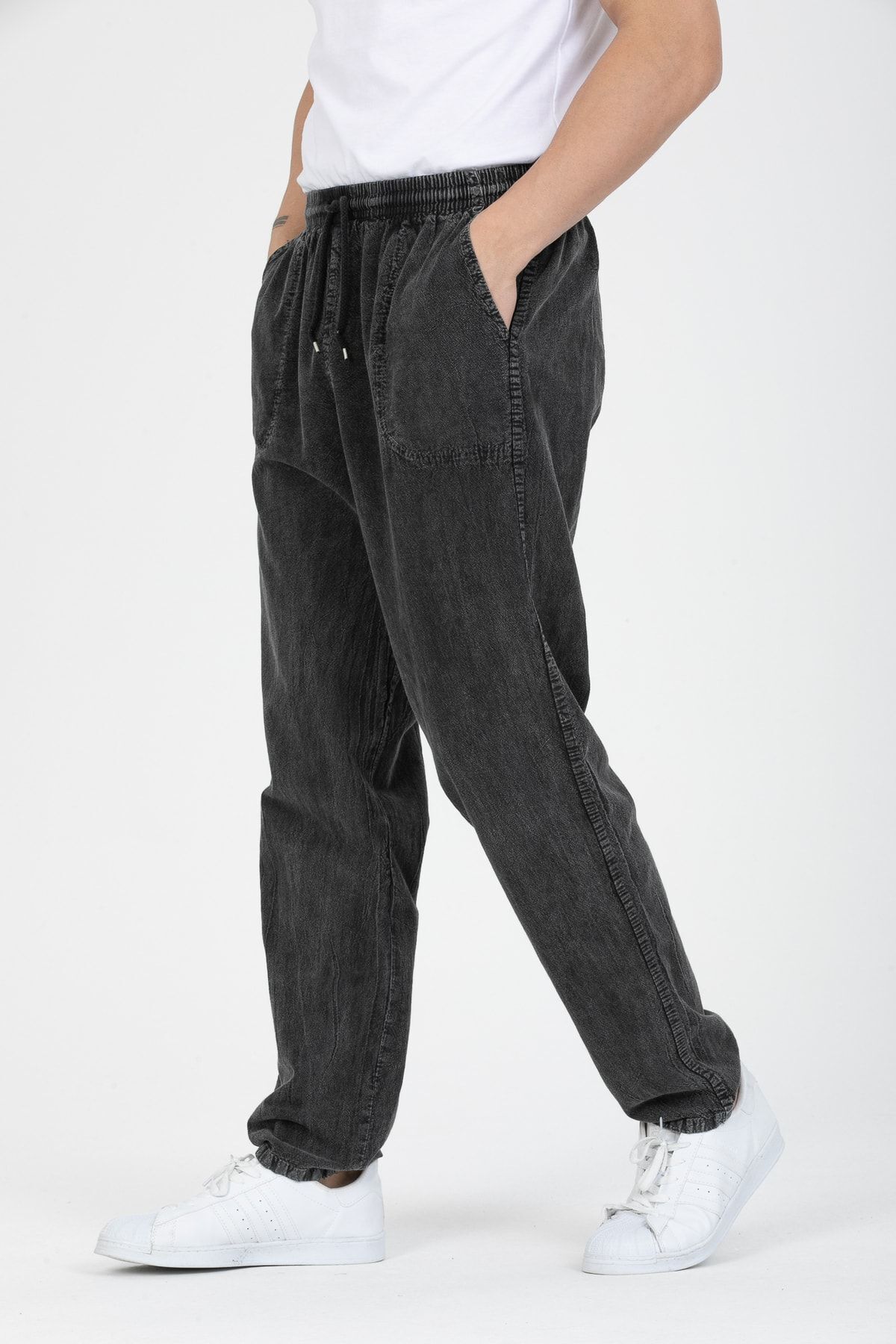 LECH STORE-Pantaloni 100% bumbac pentru bărbați, subțiri, cu talie elastică 6