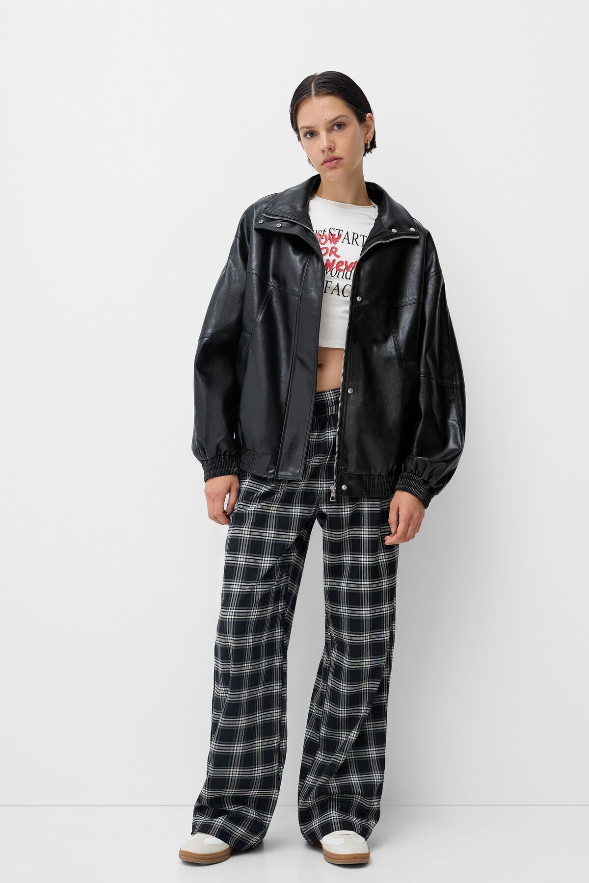 Suni deri oversize ceket