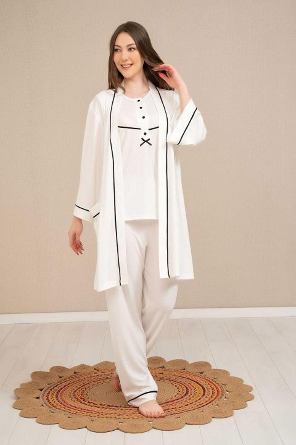 Baha Model 4524 - Set De Pijamale Cu Jumatate De Maneca 3 Piese Femeie - XL
