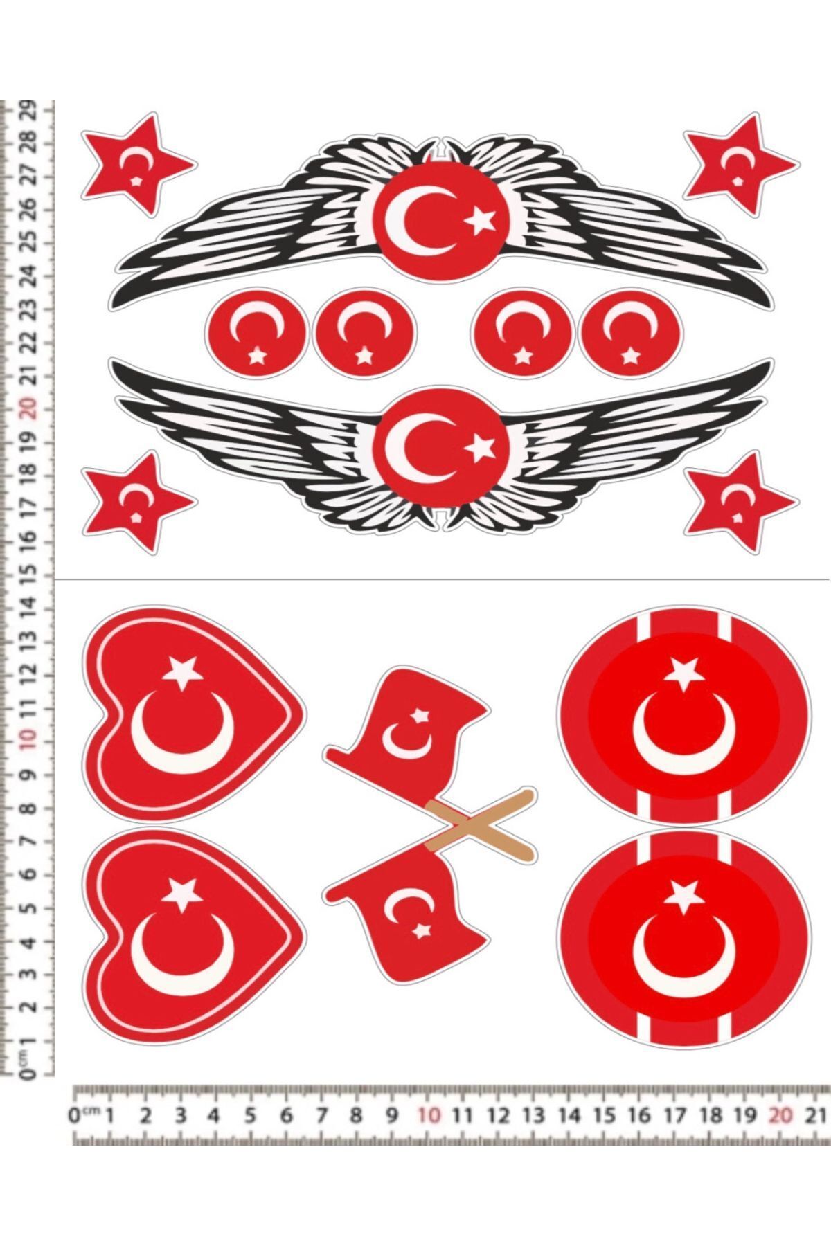 Phoenix TÜRK BAYRAĞI MOTORSİKLET ARAÇ KASK LEPTOP TELEFON ARKASI STİCKER ÇIKARTMA SETİ