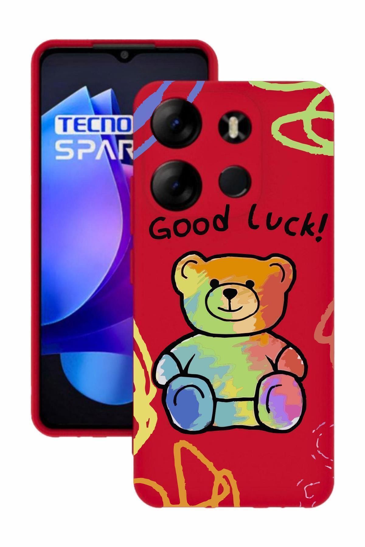 TECNO Spark Go 2023 Baskılı Ve Kamera Korumalı Kırmızı Renk A Kalite Silikon Kılıf