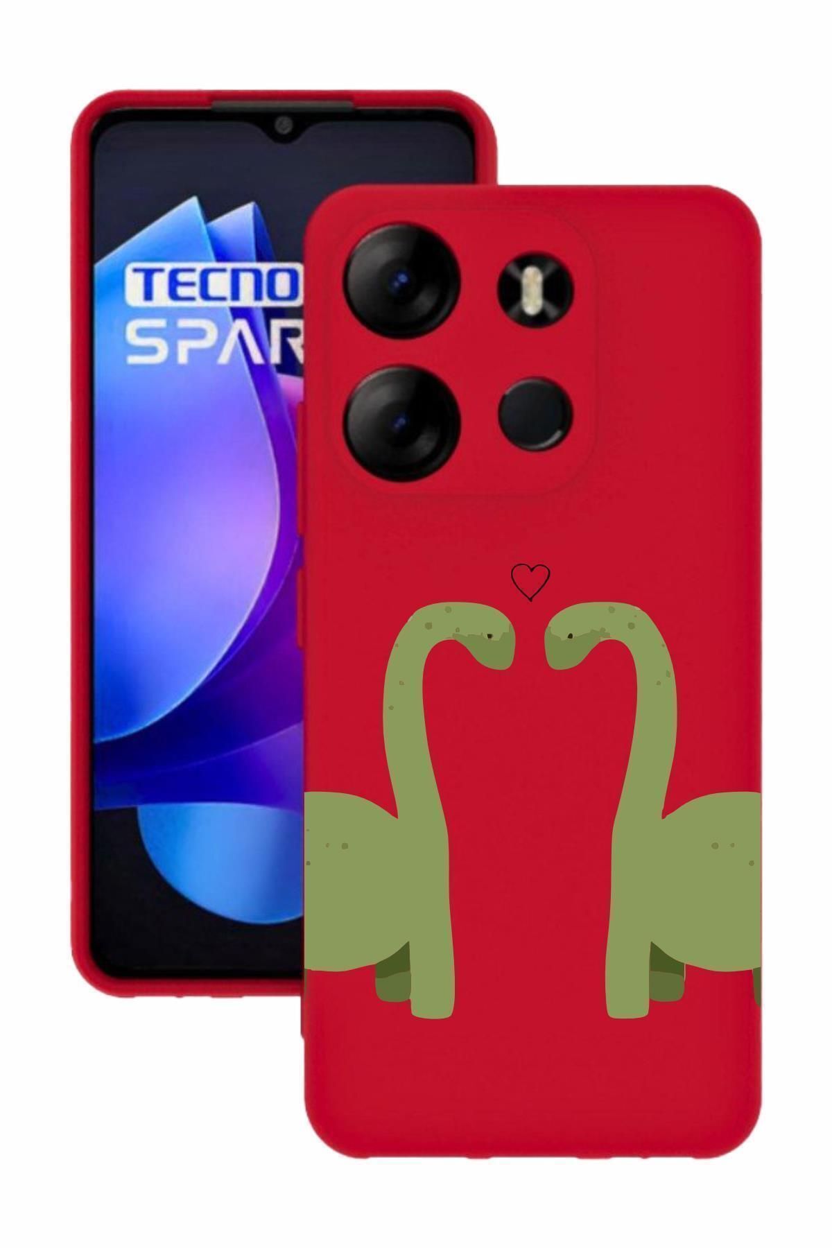 TECNO Spark Go 2023 Baskılı Ve Kamera Korumalı Kırmızı Renk A Kalite Silikon Kılıf