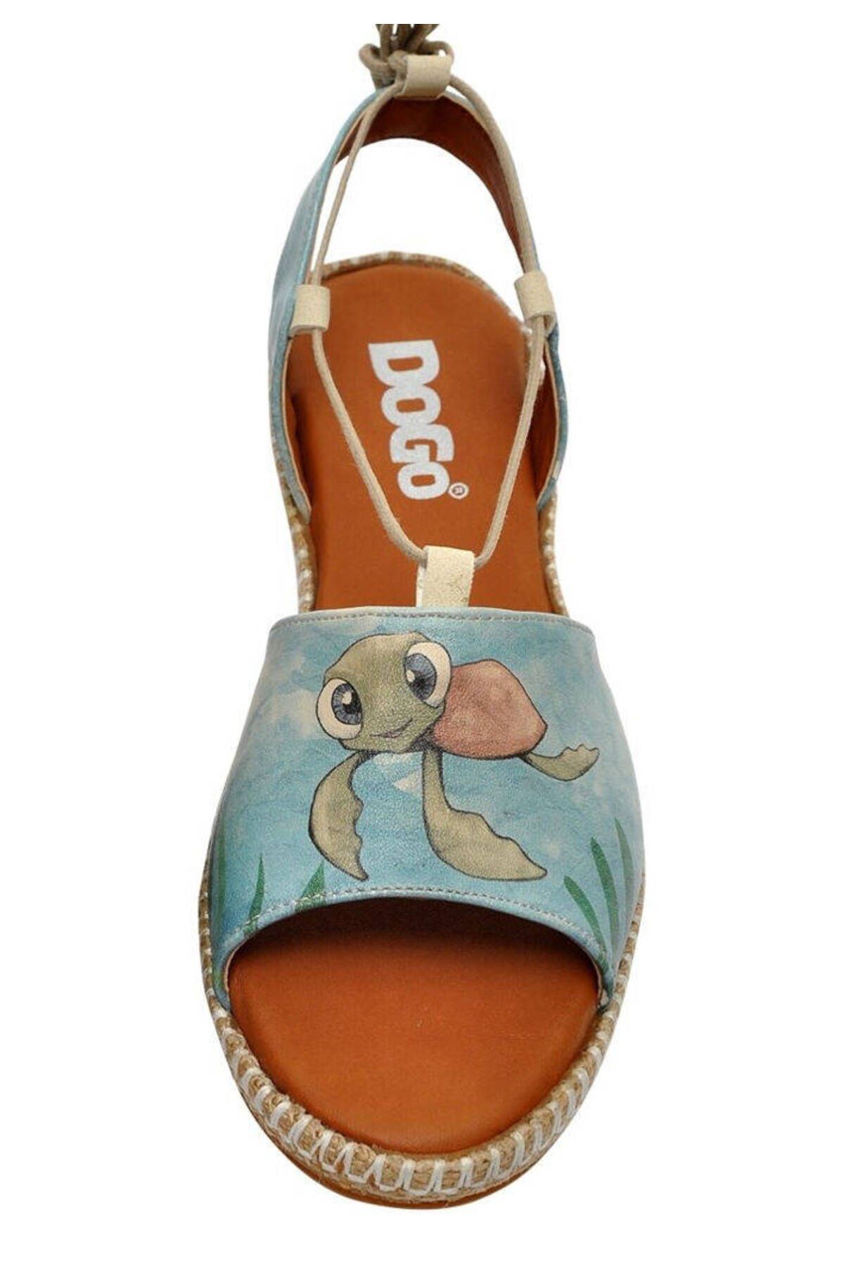 Dogo-Women's Vegan Leather Blue Lace-up Sandals - Caretta-hey Dude Design 5