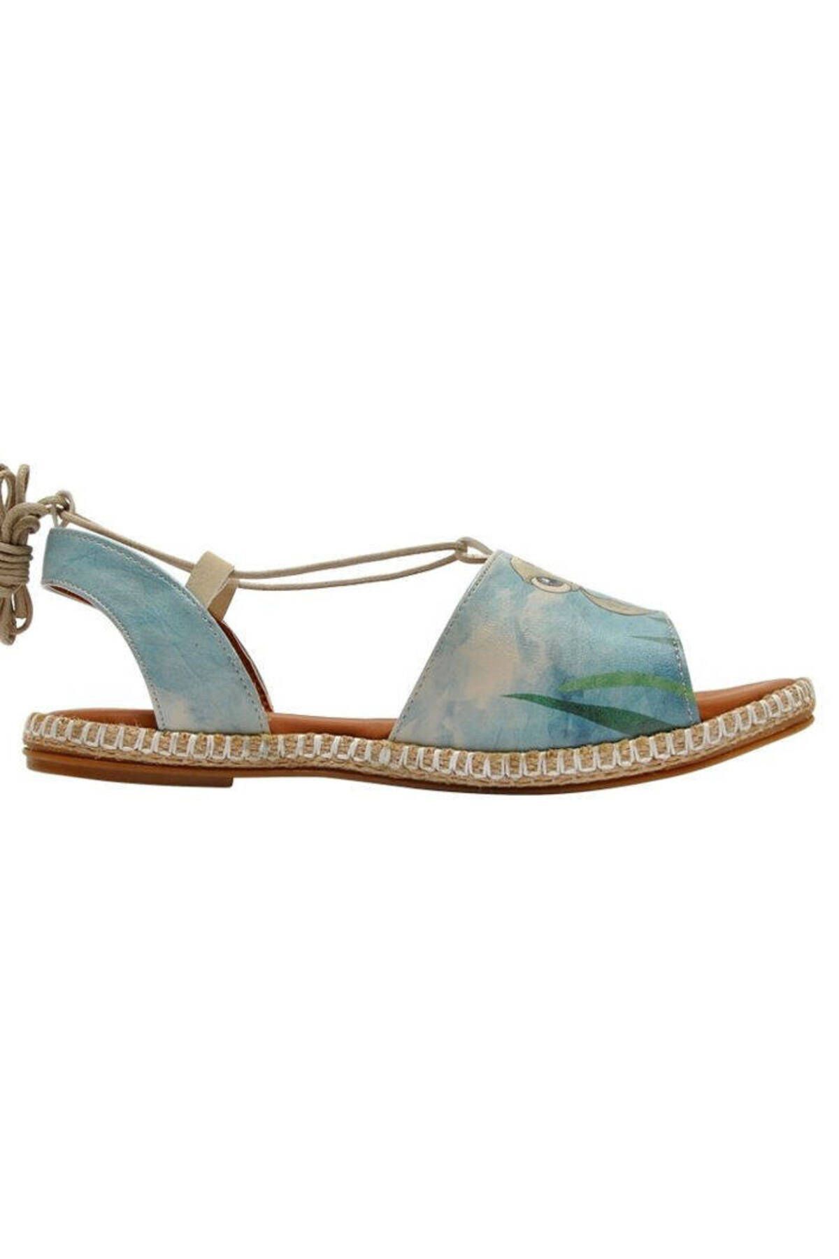 Dogo-Women's Vegan Leather Blue Lace-up Sandals - Caretta-hey Dude Design 4