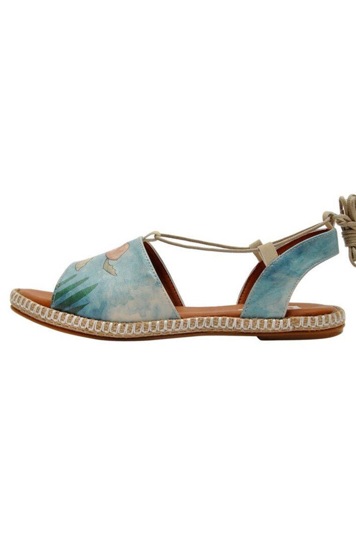 Dogo-Women's Vegan Leather Blue Lace-up Sandals - Caretta-hey Dude Design 3