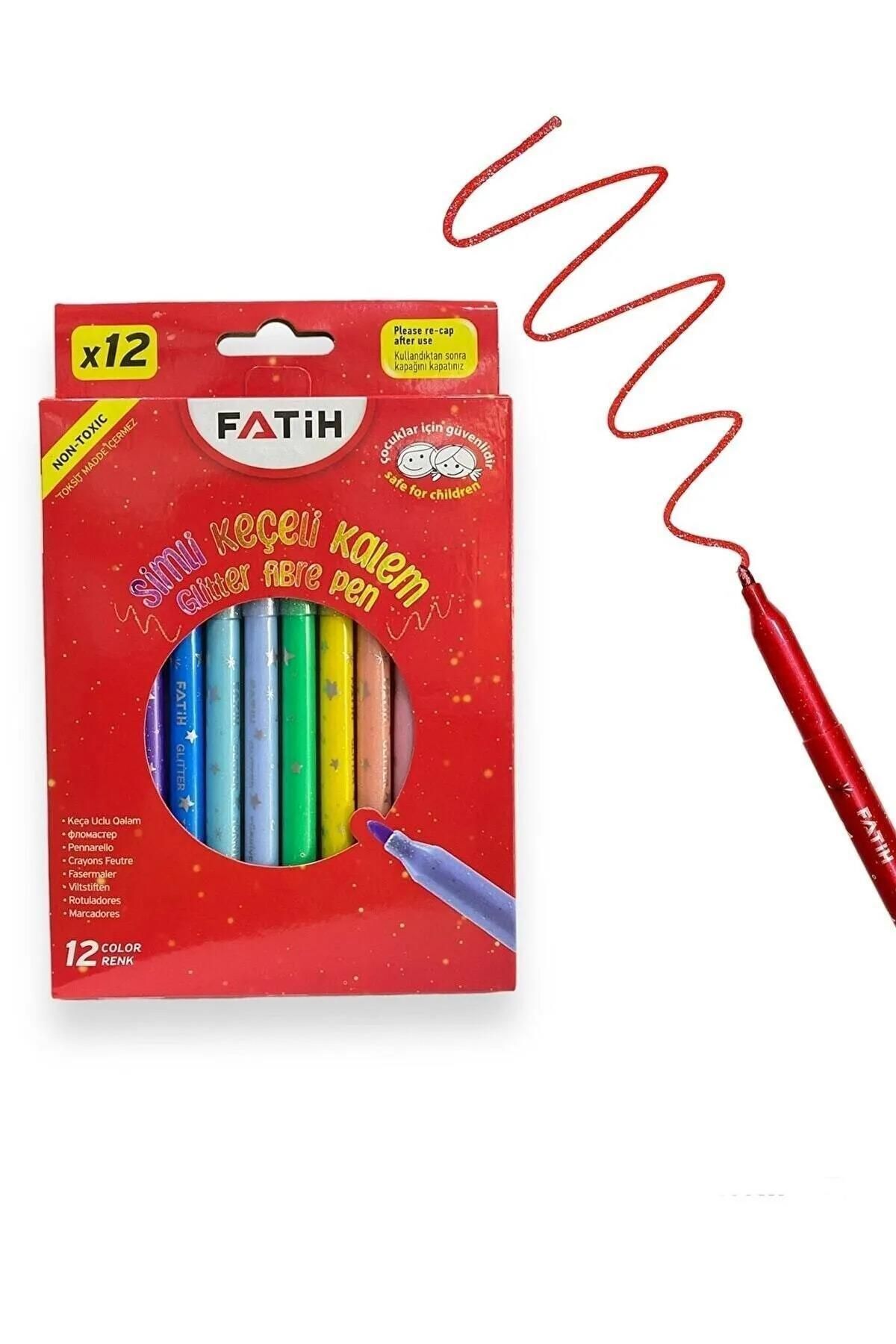 Fatih Keçeli Kalem 12 Renk Simli Keçeli Boya Kalemi