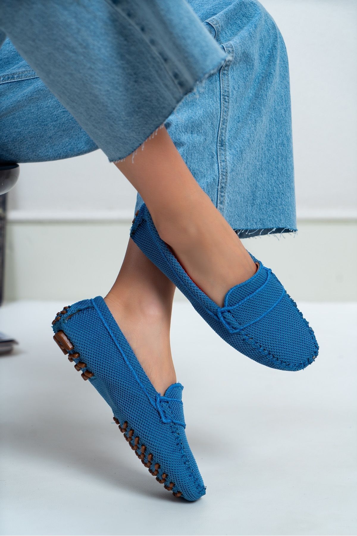NİŞANTAŞI SHOES-Astoria Blue Knitwear – Leder-Innenseite, Damen-Ballerinas mit flacher Sohle 7