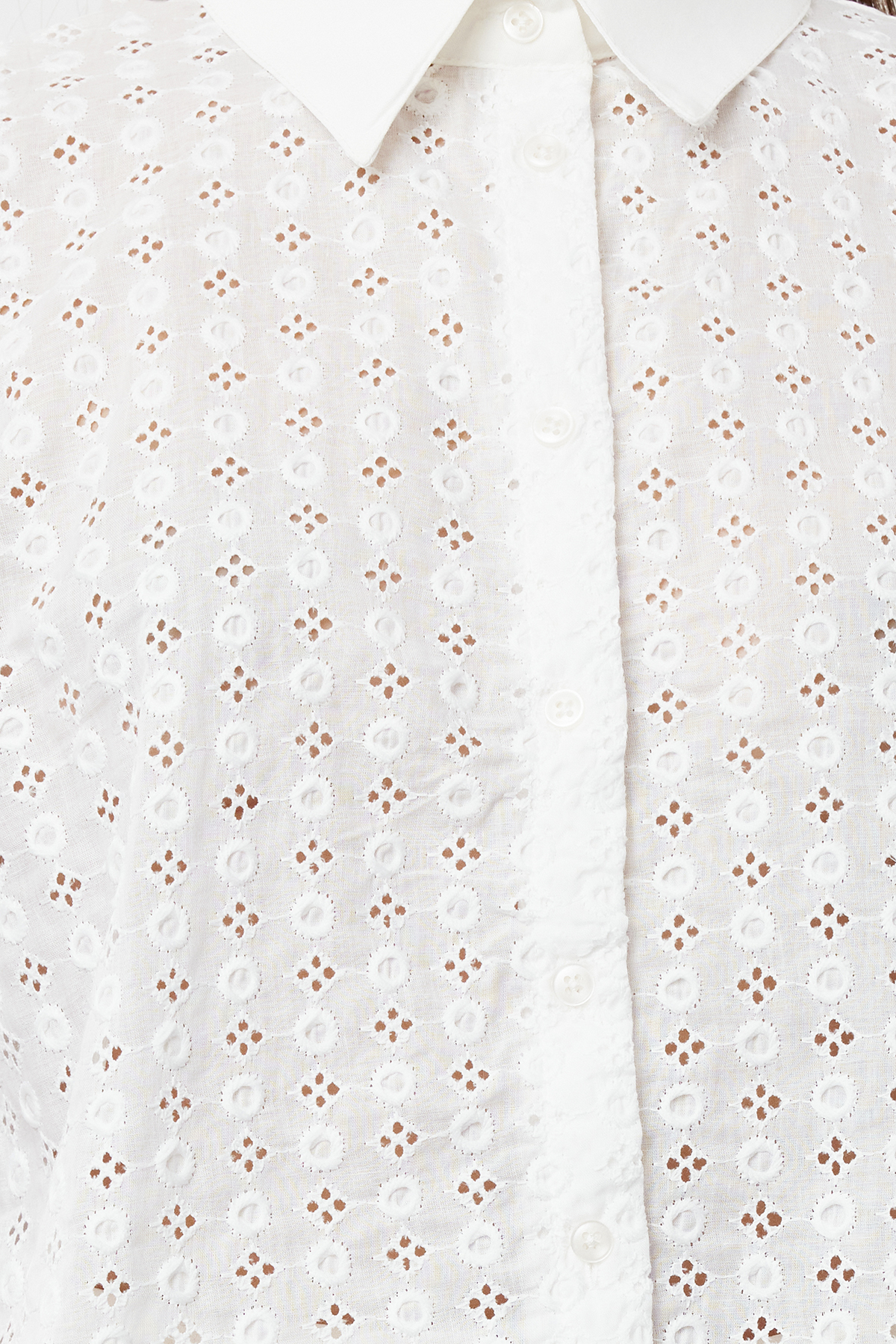 Trendyolmilla  Ekru Brodeli Crop Dokuma Gömlek TWOSS24GO00225 - Görsel 3