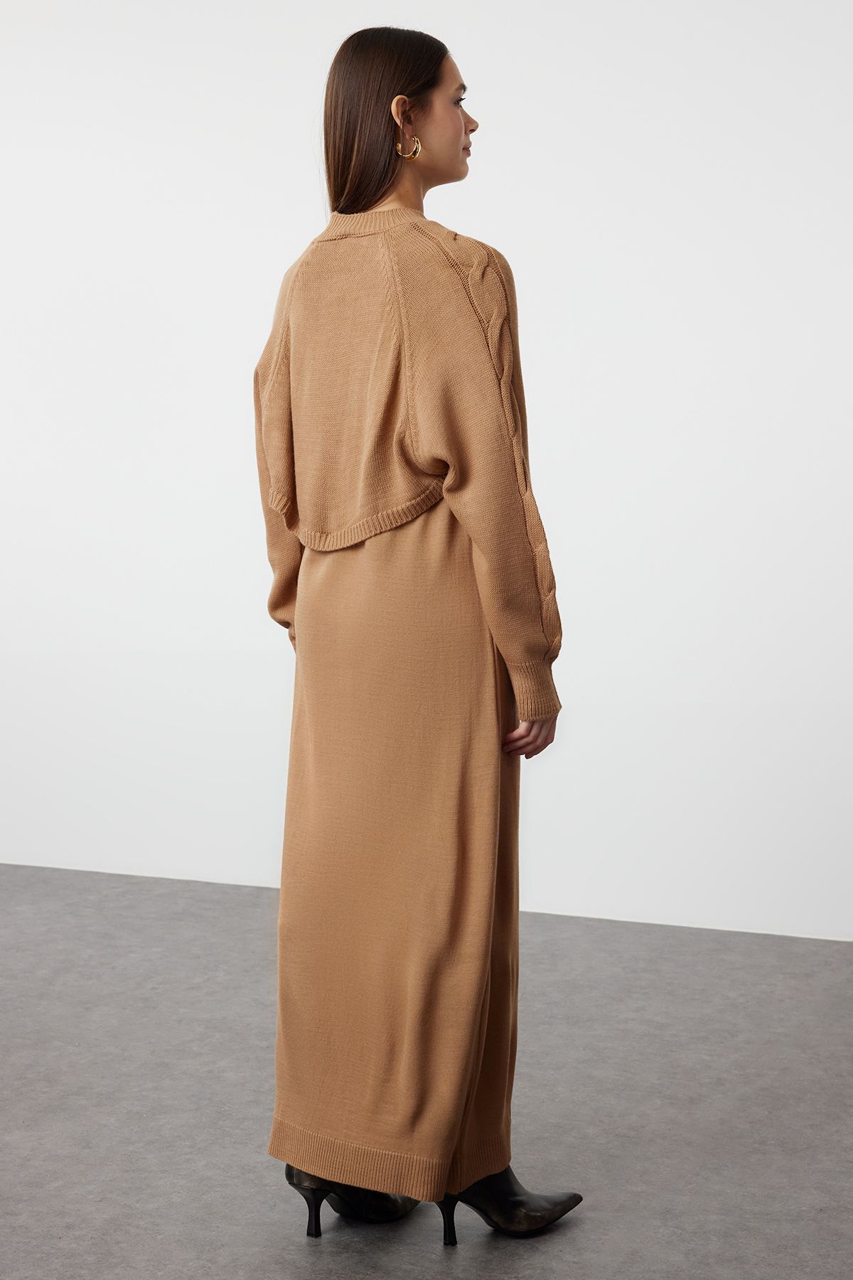 Trendyol Modest-Σετ φόρεμα πλεκτών - Καφέ, Bolero Αναλυτικά TCTAW24US00038 5