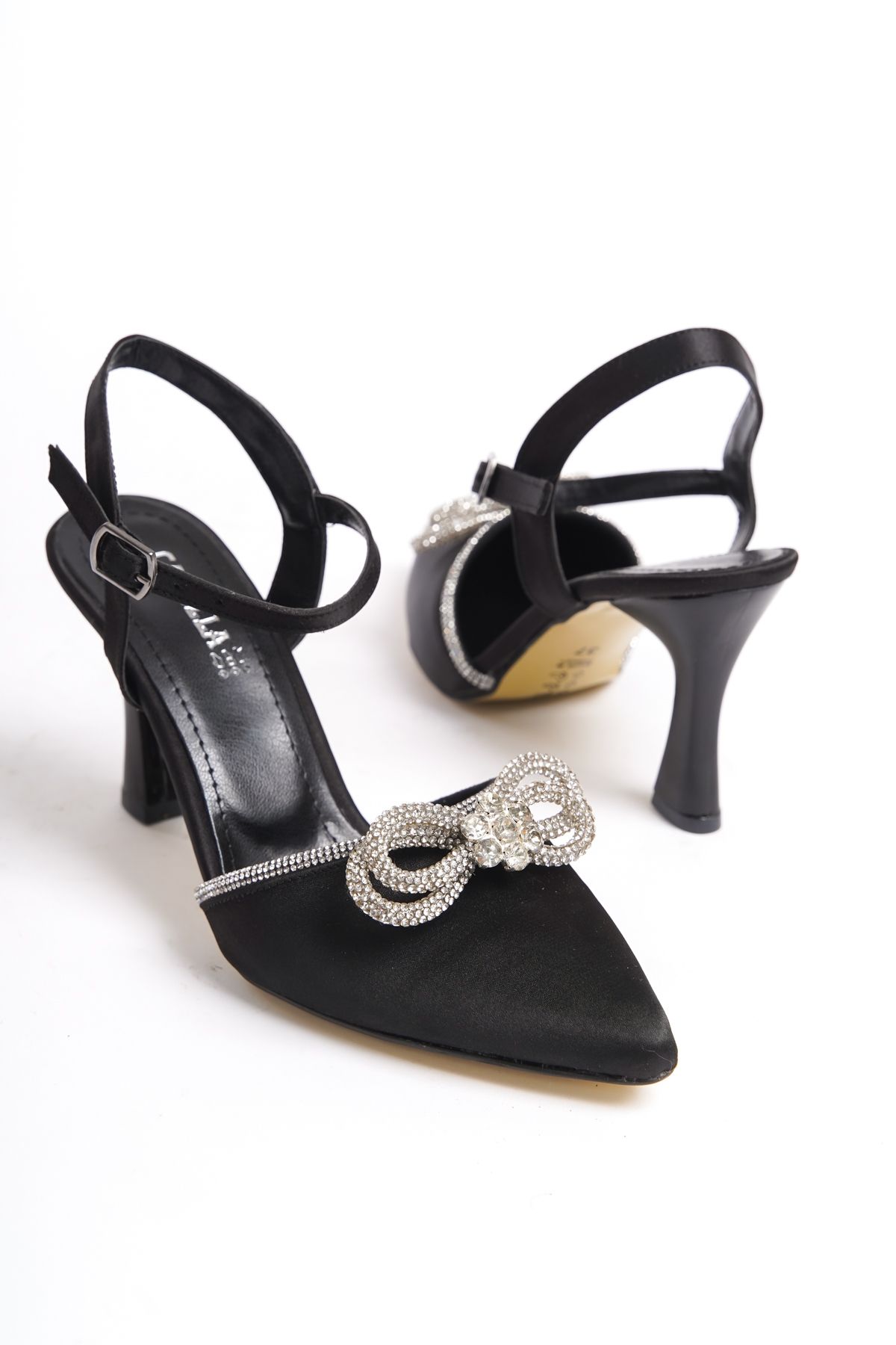 BAKGİY Satin Stone Bow Rochie De Seară Neagră Pantofi De Damă - Femeie - 40