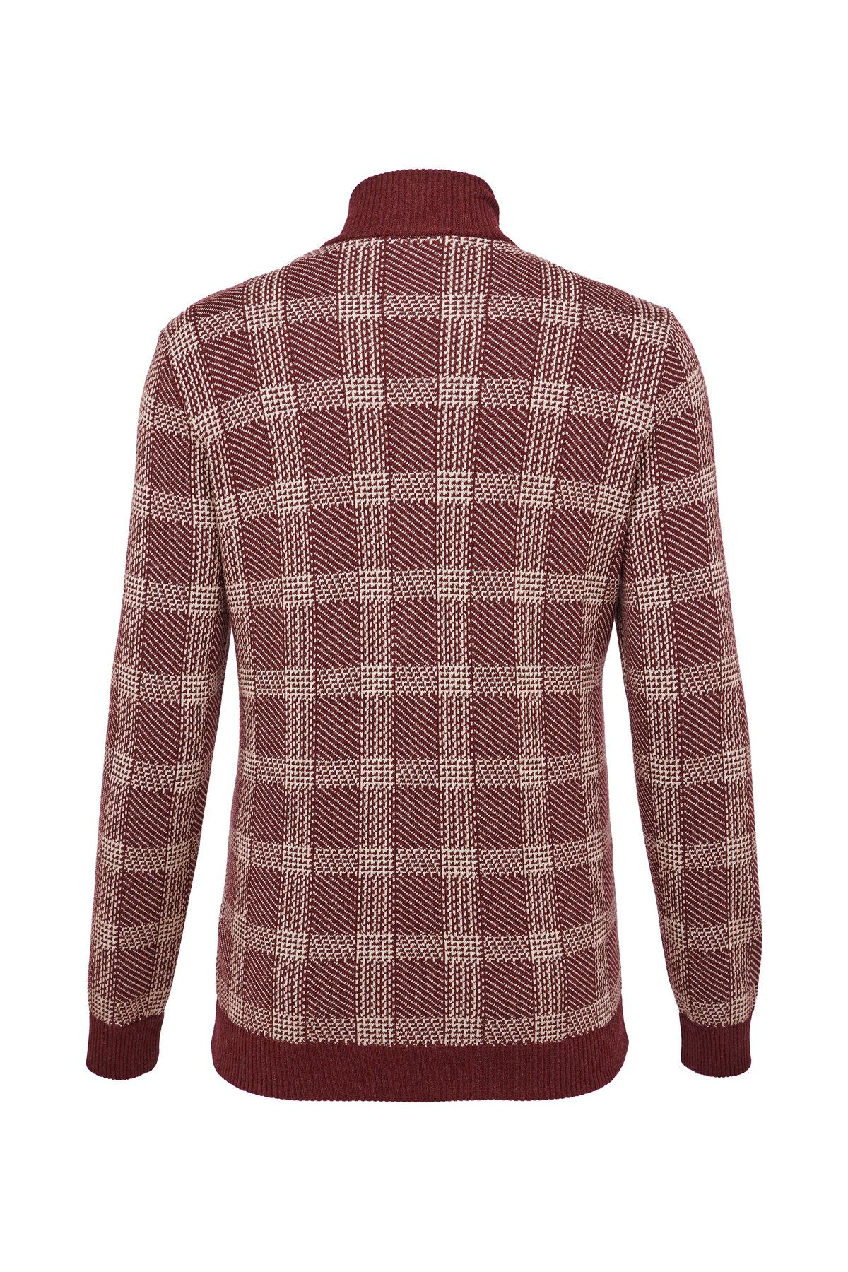 Vakko لباس بافتنی ماهیگیر نیمه قرمز Claret Red HALF FISERMAN