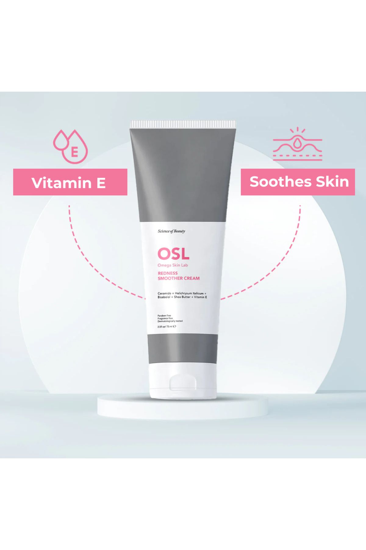 OSL Omega Skin Lab-OSL Redness Smoother Cream 75ML – Hautpflegelösung mit Vitamin E, Sheabutter, Bisabolol, Helich 3