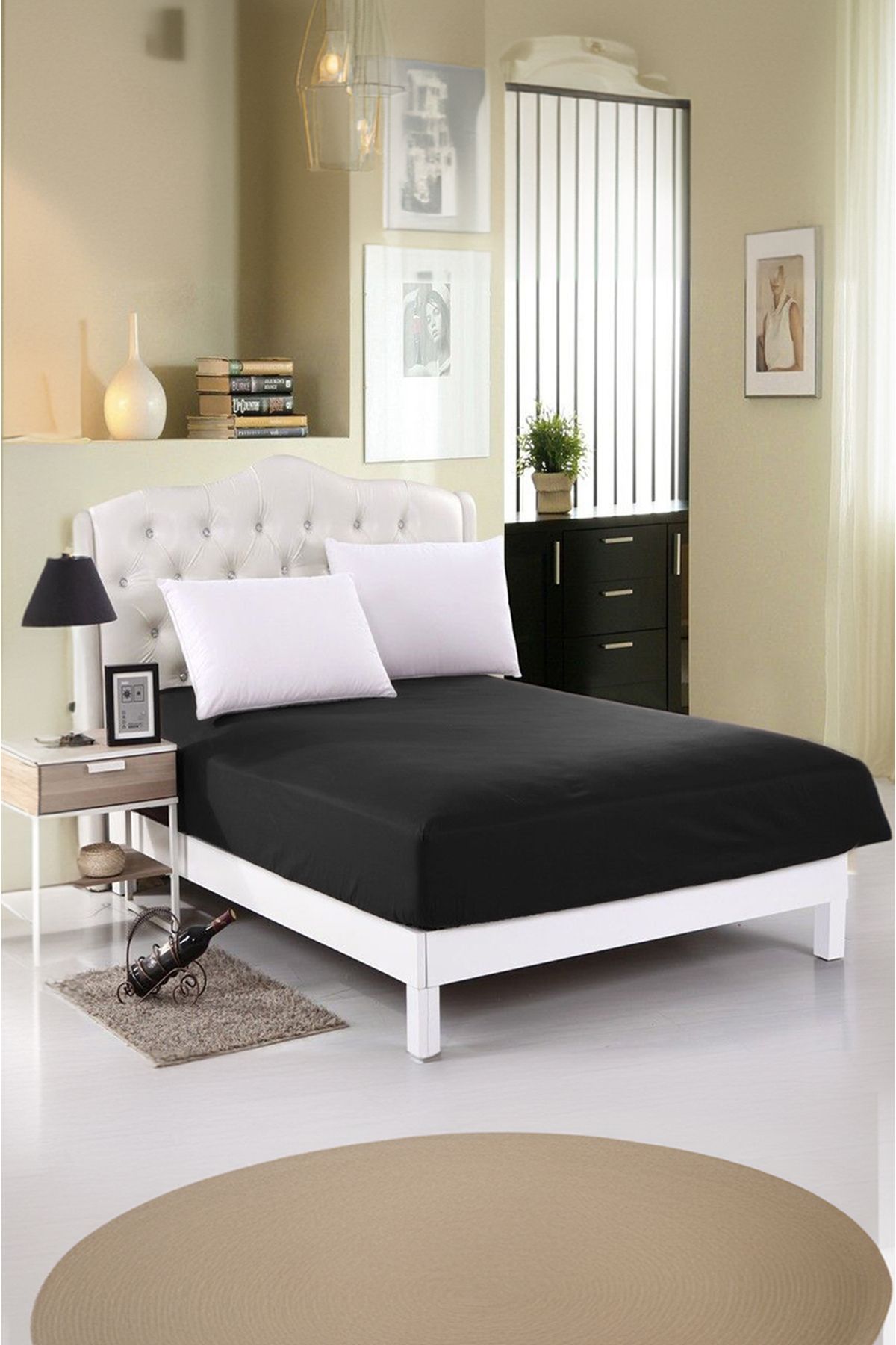 Eponj Home-Black Double Fresh Color Plain - Stk Elastic Sheet 3