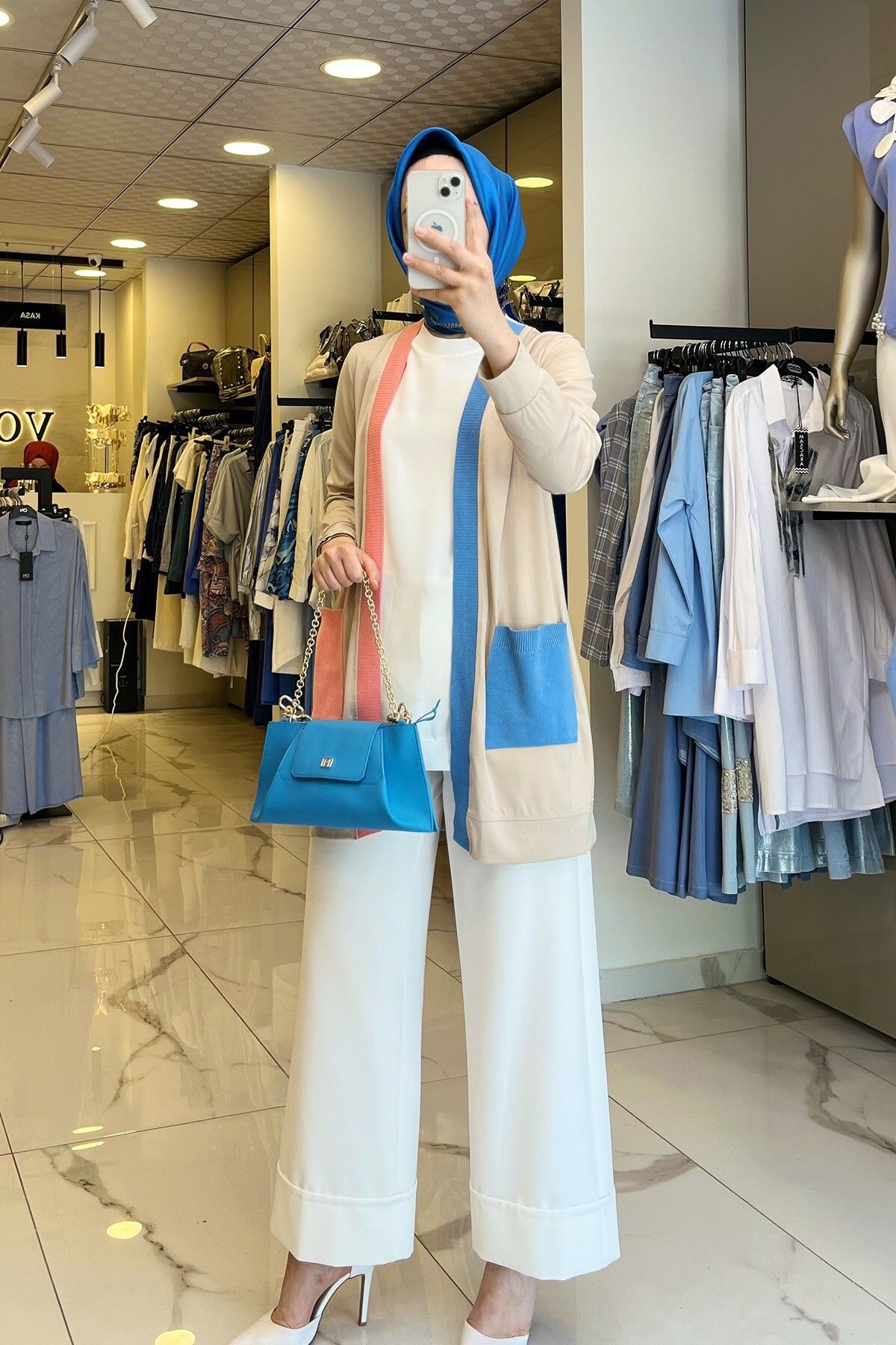 ژاکت جلو باز نود زنانه لباس در مورد مد جیب BEIGE RIBANALI CARDIGAN اورجینال Vosse