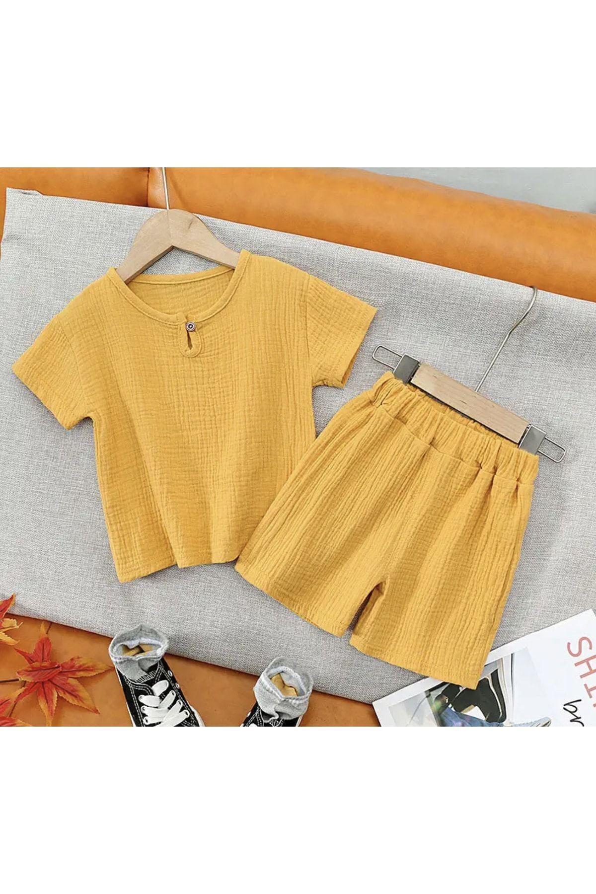 barin kids Çocuk Müslin Takım Yazlık Bohem fotoğrafı 2 (önizleme)