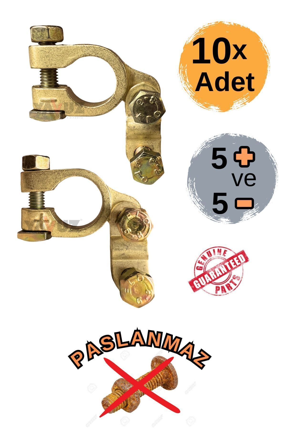 YAVUZ OTOMOTİV 10 Adet Akü Kutup Başı Akü Bağlantısı (+ Ve -) Takım Kutupbaşı Battery Terminal Connectors