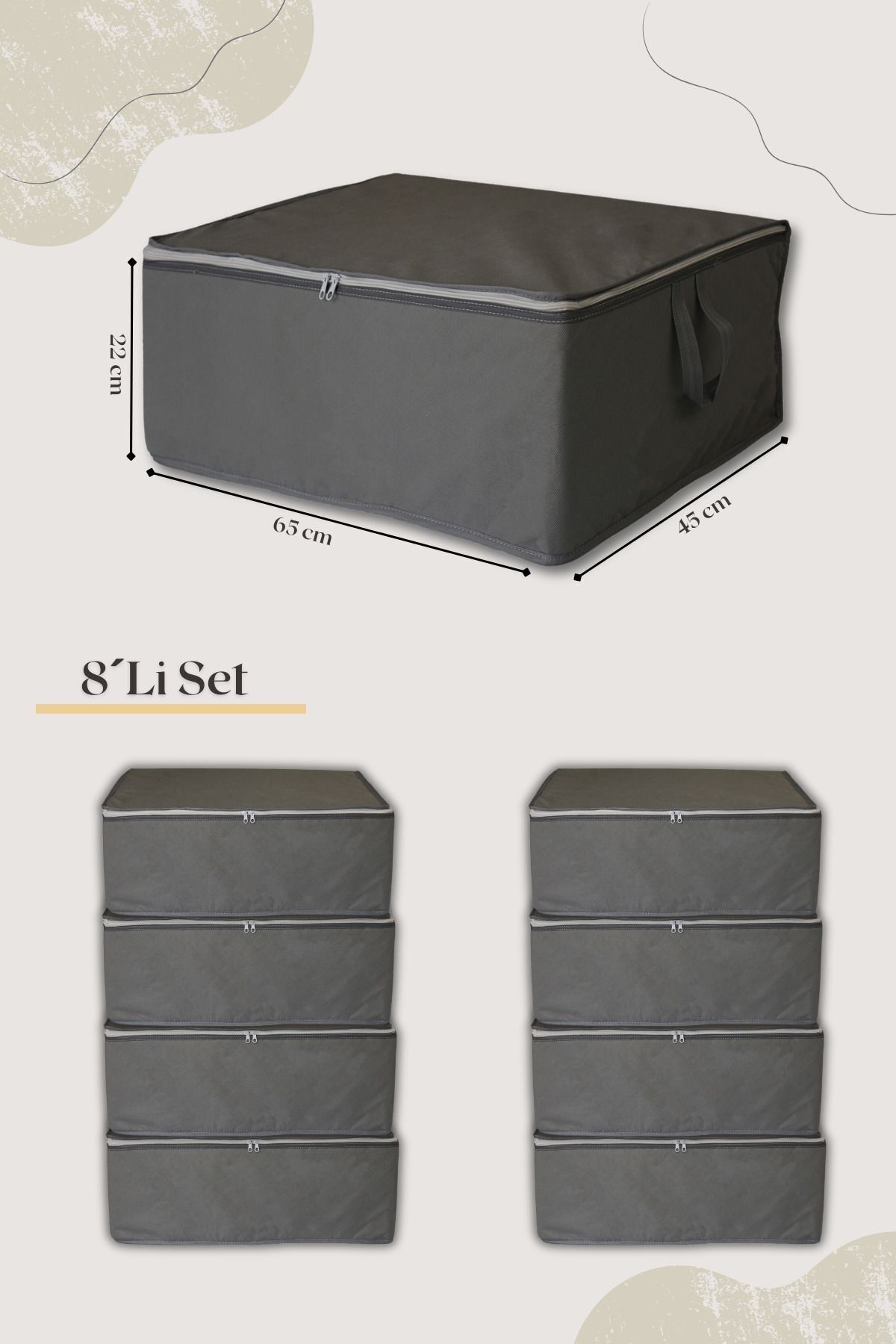 8 Pieces of Straight Anthracite Oversized Pulp - 65x45x22cm