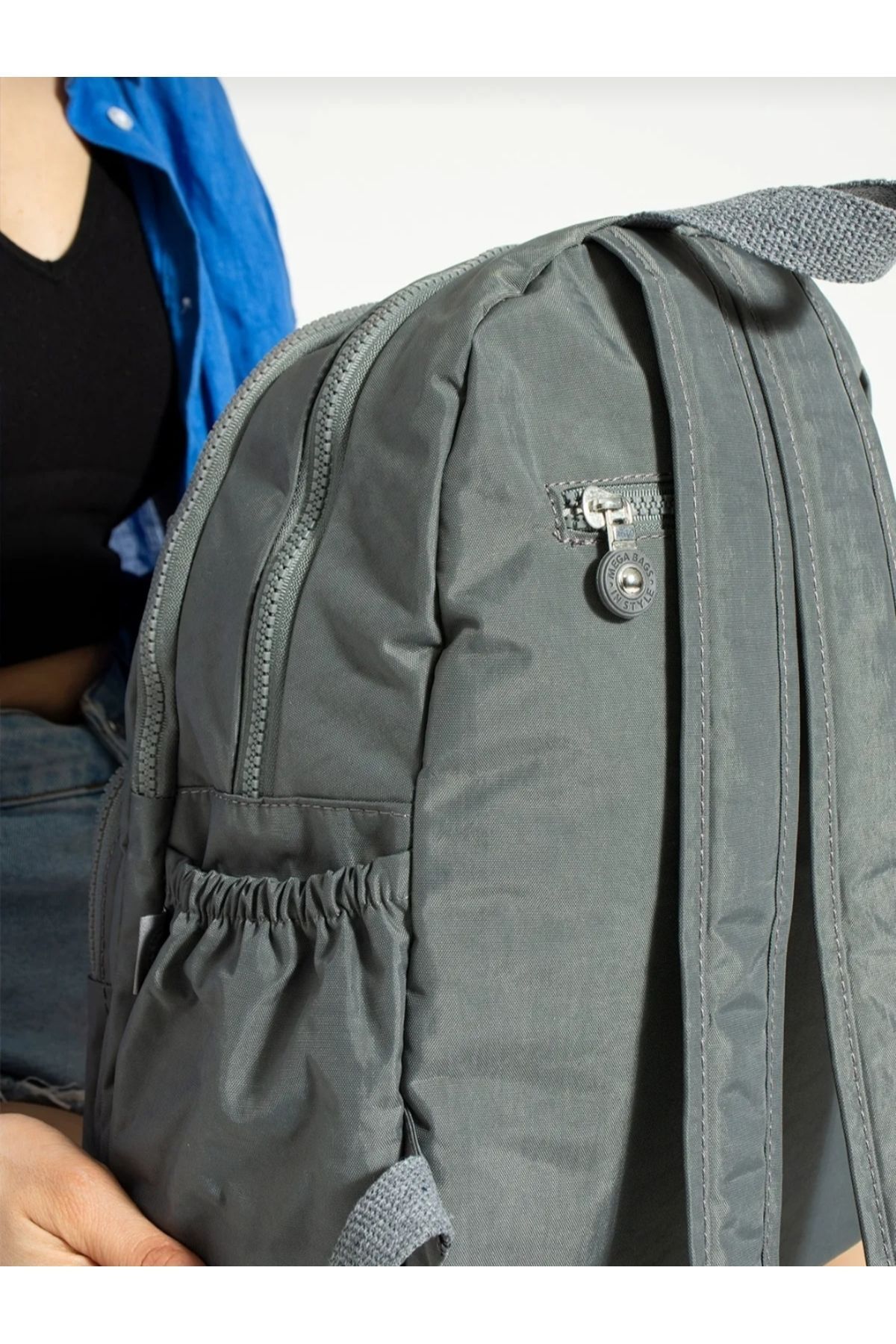 School Bag Mega Oversized Unisex Grey Multi Compartment Backpack