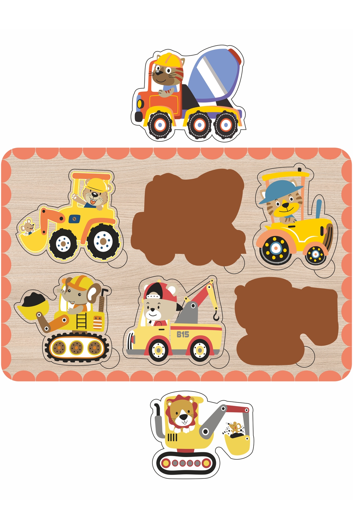 LİPYOS Sevimli Taşıtlar, Hayvanlar, Kepçe, Mikser, Meyveler Ahşap Bultak Set fotoğrafı 3 (önizleme)