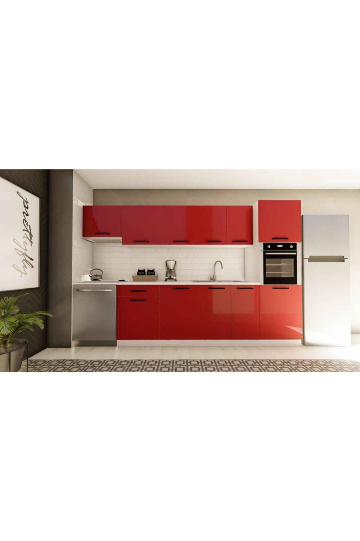 visasconcept 320 Cm Beyza Hazır Mutfak Dolabı Aspiratör Ve Ankastre ...