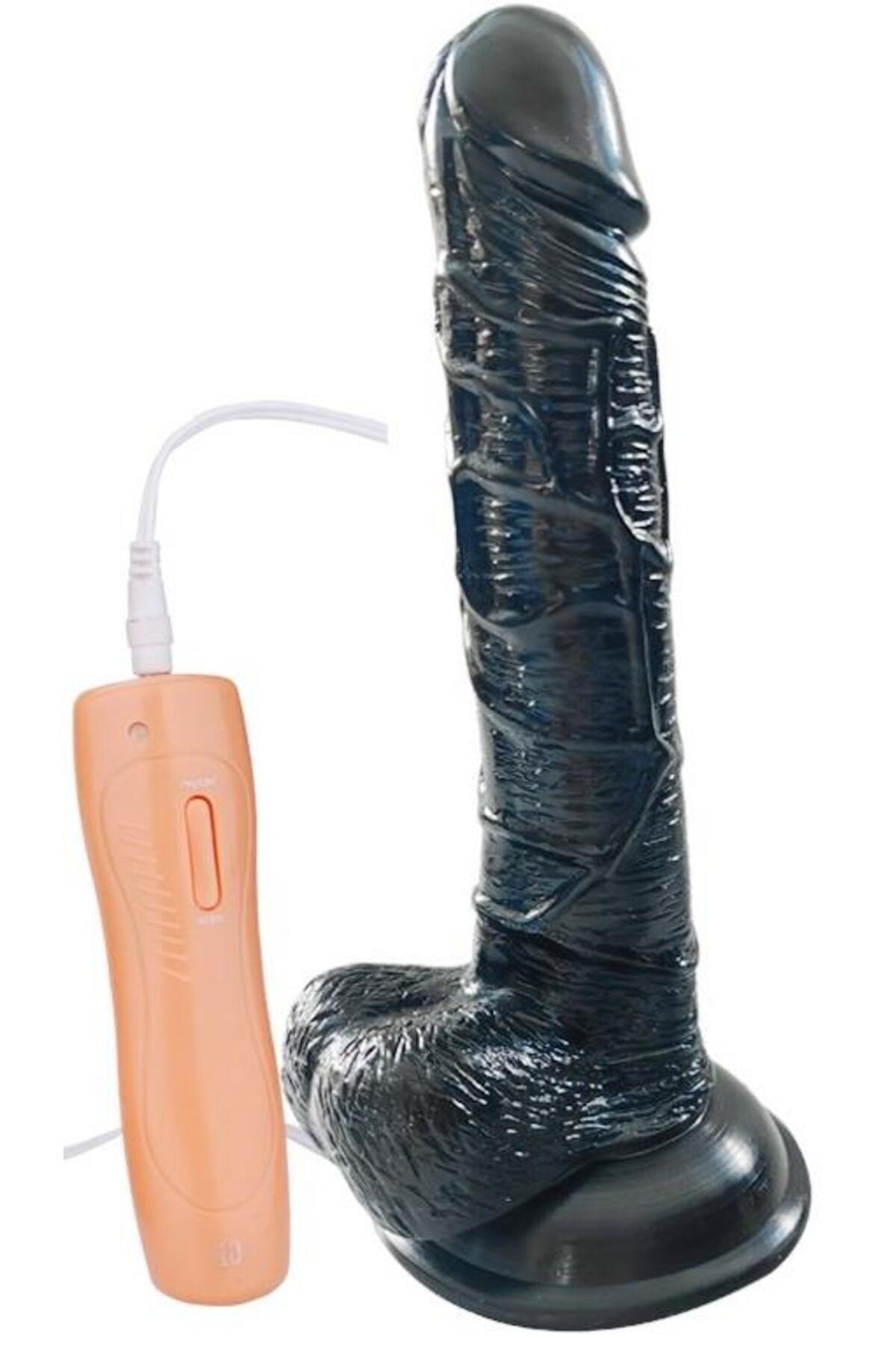 21 Cm 10 Farklı Titreşim Gerçekçi Ten Doku Siyah Vibratör Güçlü Vantuzlu Penis Zenci Realistik Dildo 2