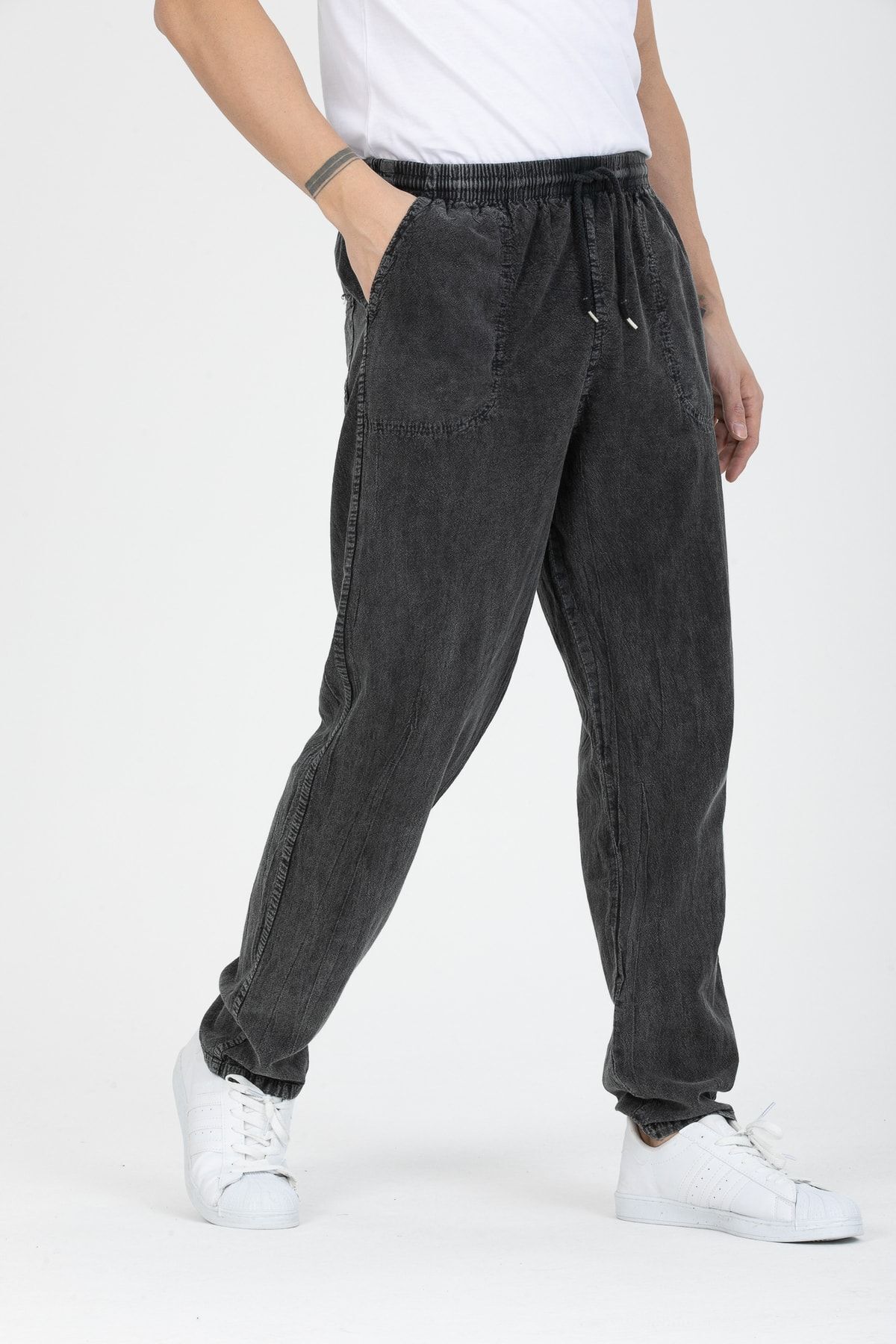 LECH STORE-Pantaloni 100% bumbac pentru bărbați, subțiri, cu talie elastică 3